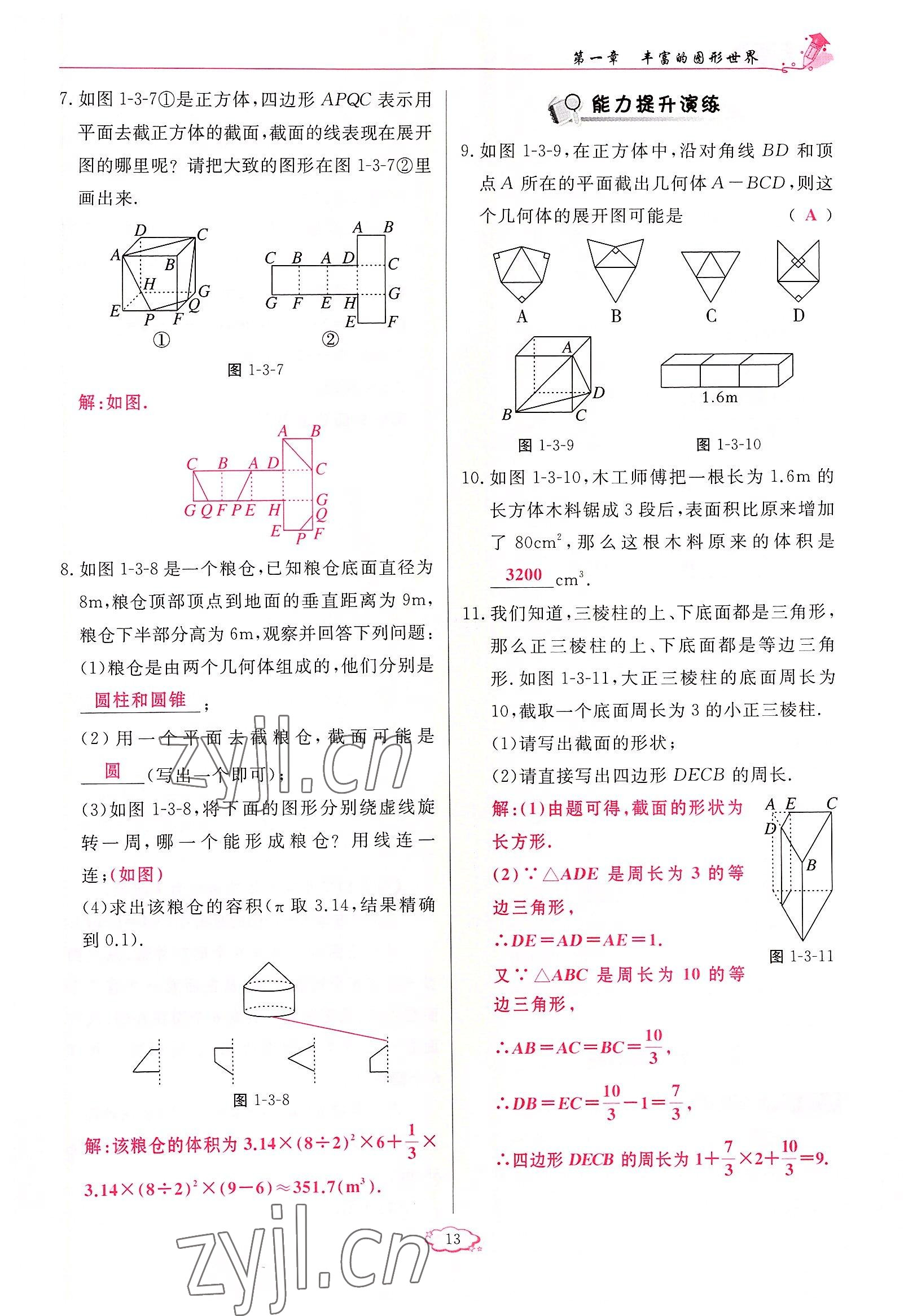 2022年启航新课堂七年级数学上册北师大版 参考答案第13页