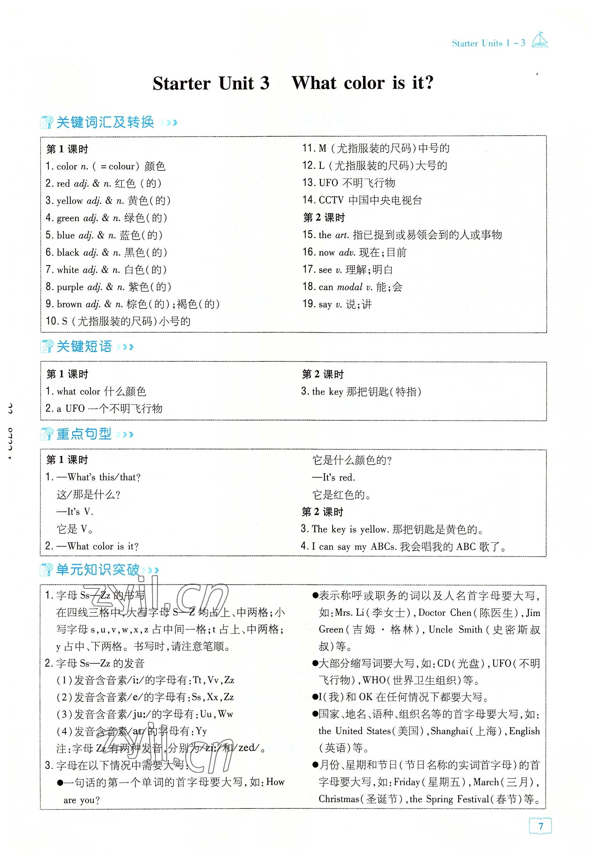 2022年导与练七年级英语上册人教版贵阳专版 参考答案第13页