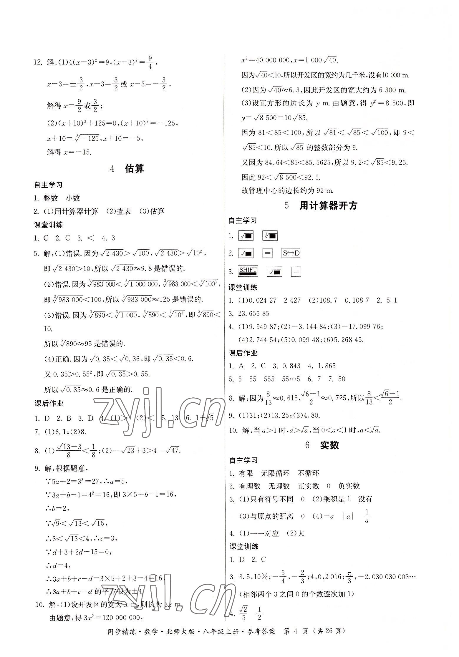 2022年同步精练广东人民出版社八年级数学上册北师大版 第4页