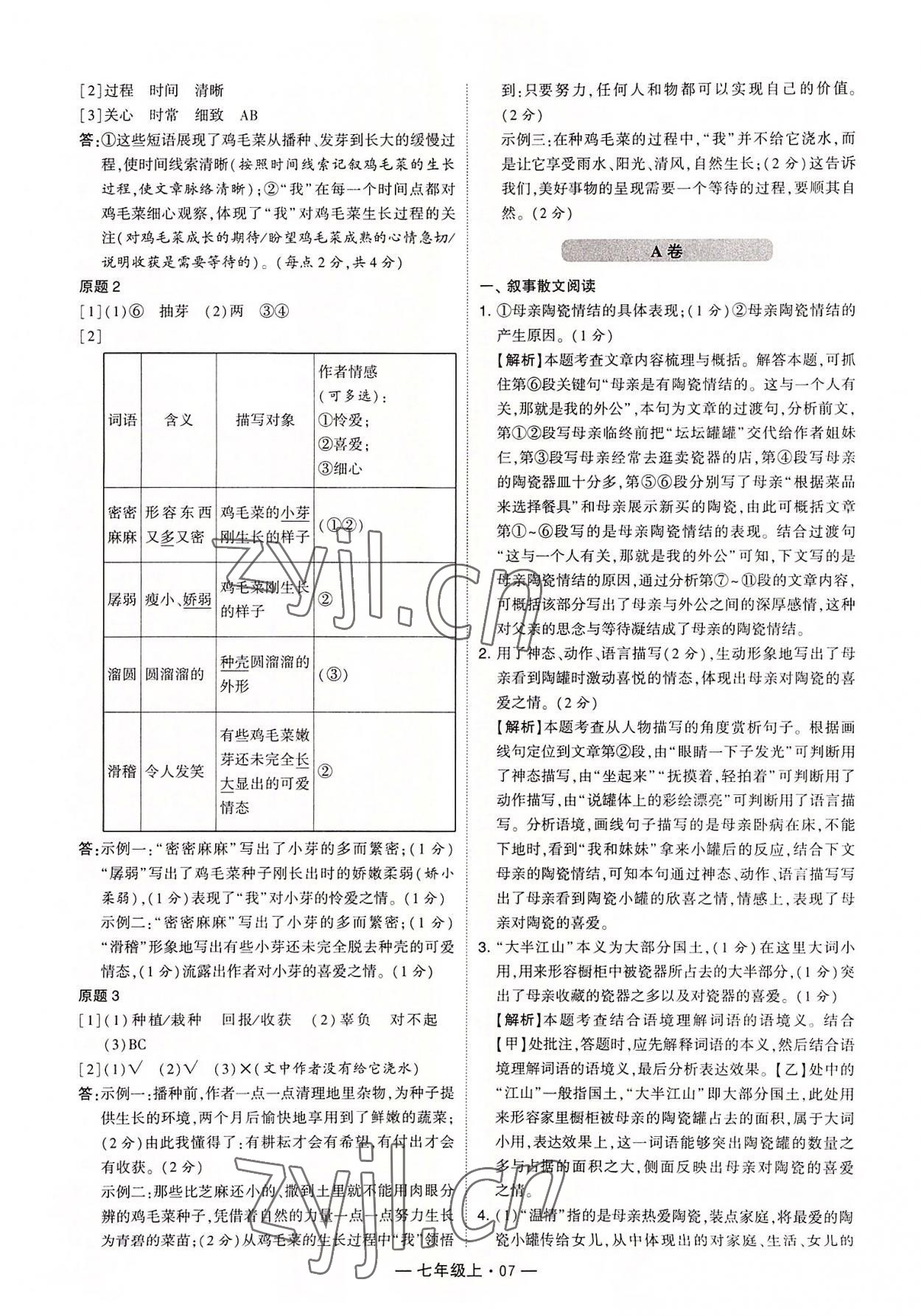 2022年學(xué)霸組合訓(xùn)練七年級語文上冊人教版 第7頁