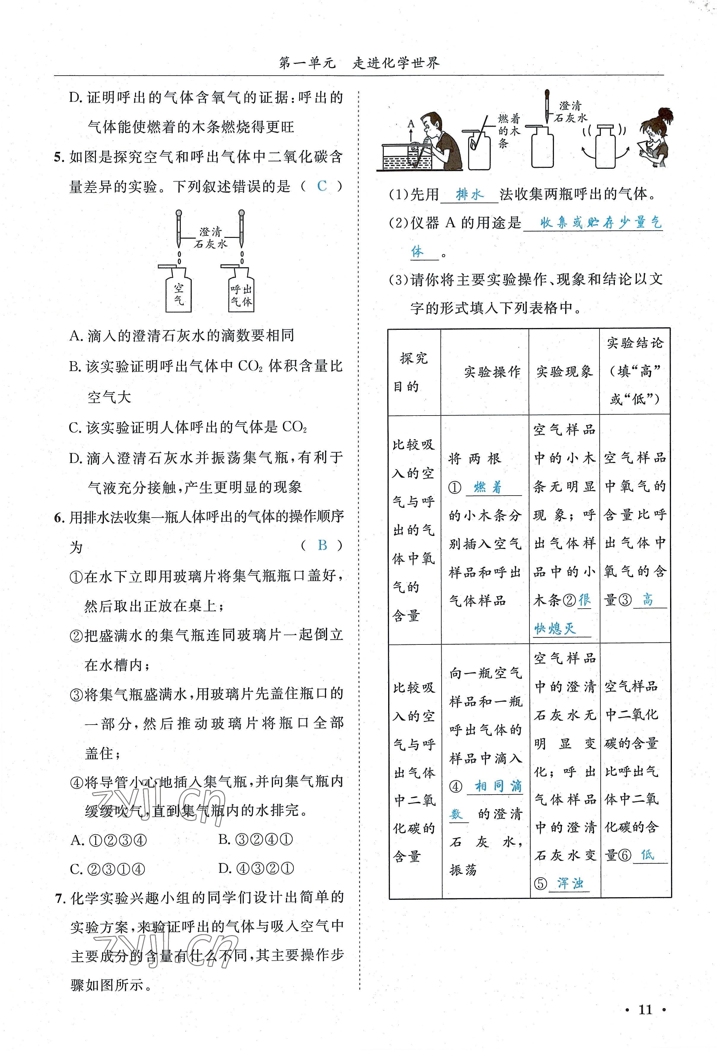 2022年蓉城学霸九年级化学上册人教版 参考答案第11页