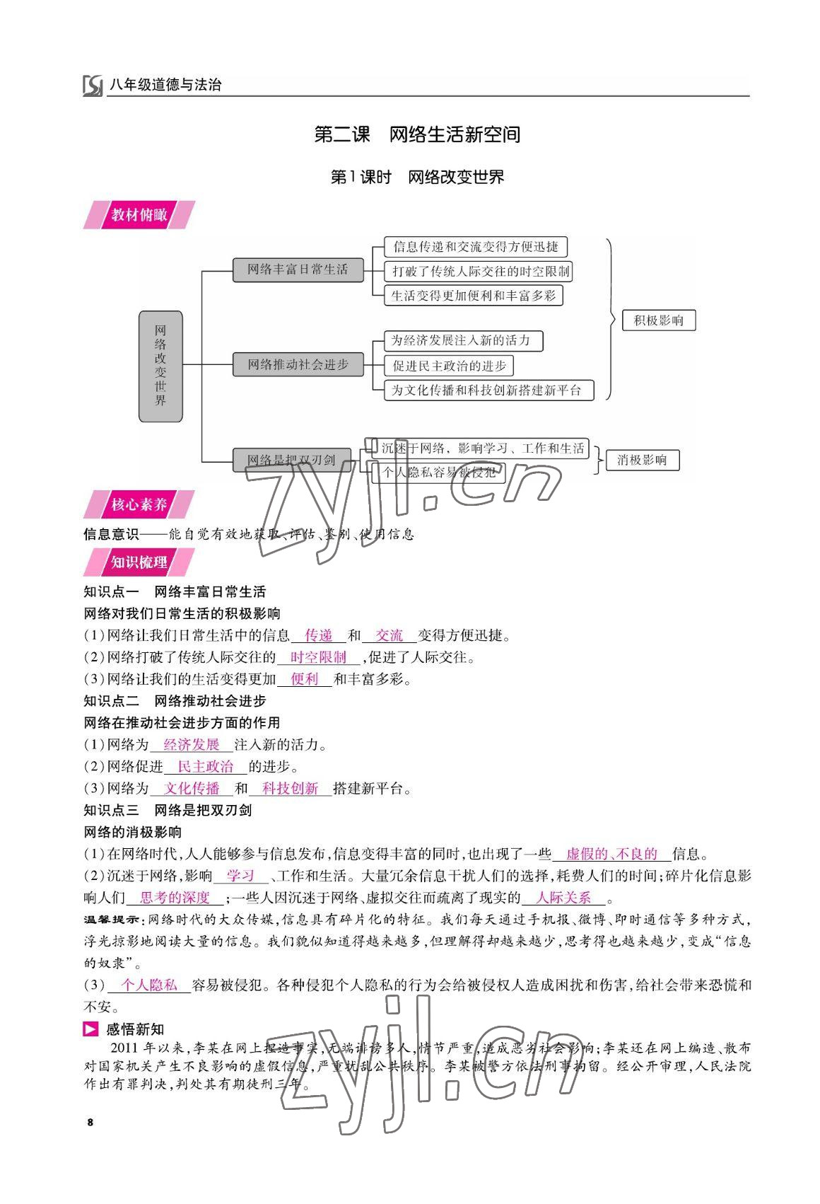 2022年我的作業(yè)八年級道德與法治上冊人教版 參考答案第19頁