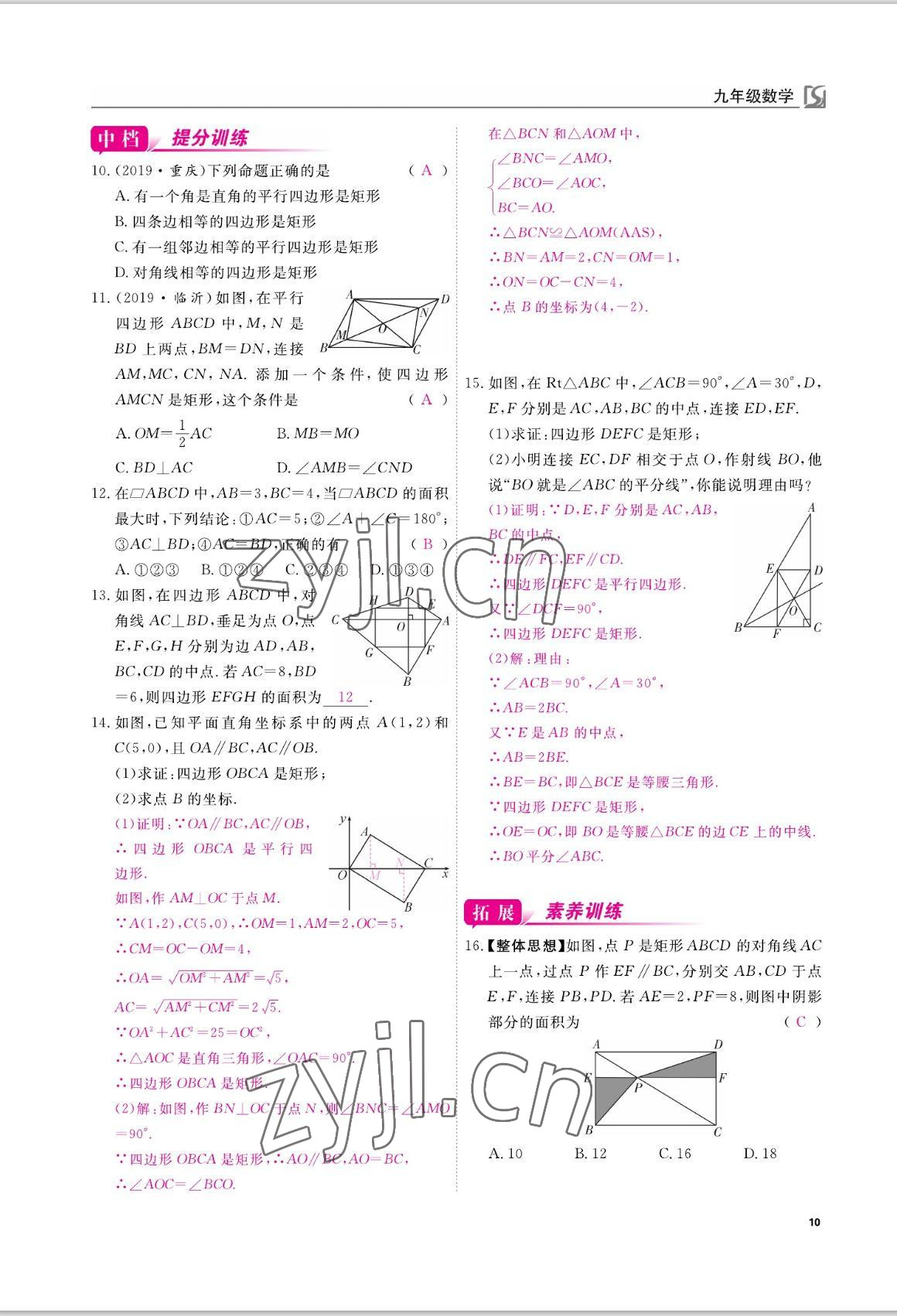 2022年我的作業(yè)九年級數(shù)學(xué)上冊北師大版 參考答案第10頁