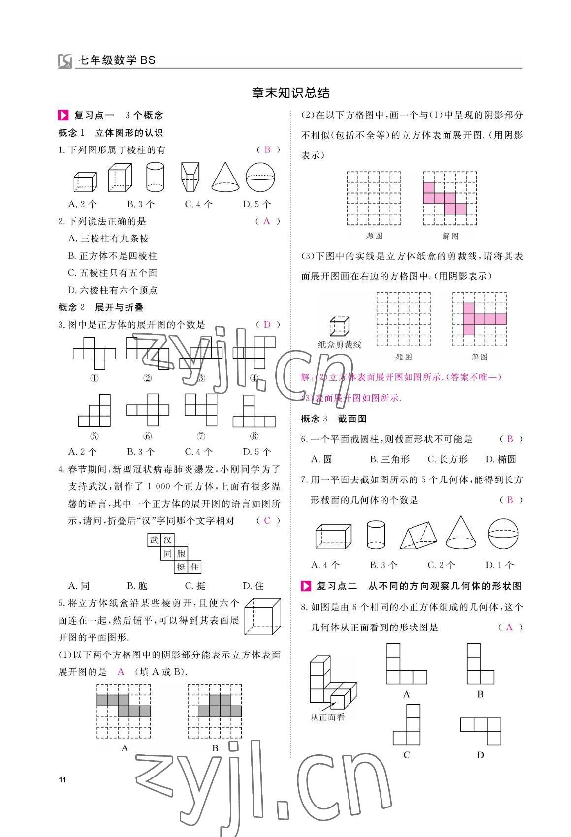 2022年我的作业七年级数学上册北师大版 参考答案第11页