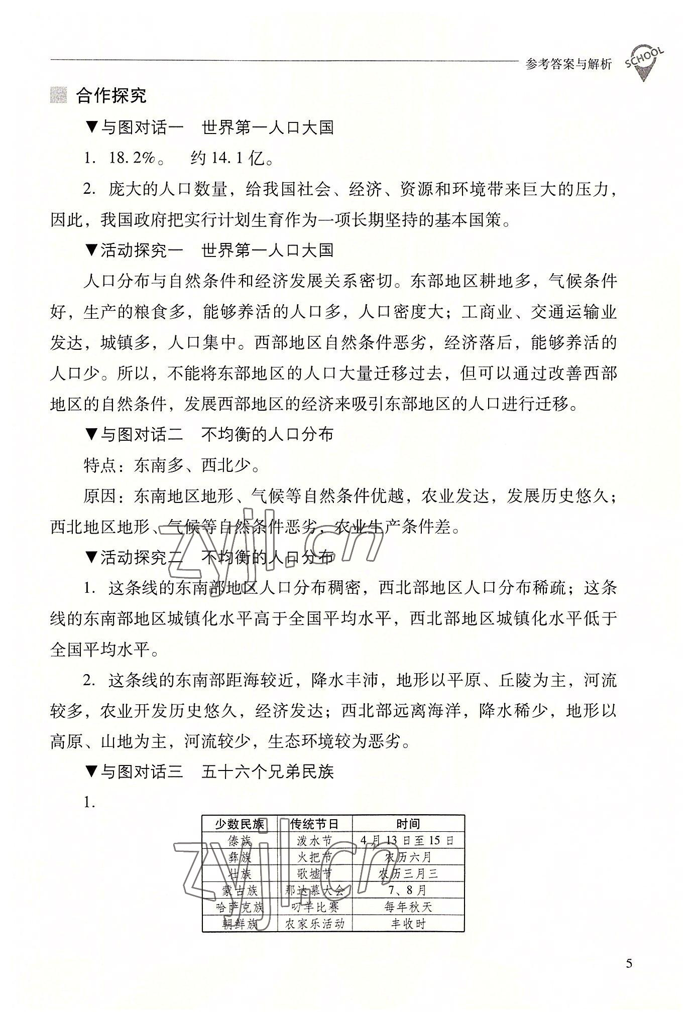 2022年新课程问题解决导学方案八年级地理上册晋教版 参考答案第5页