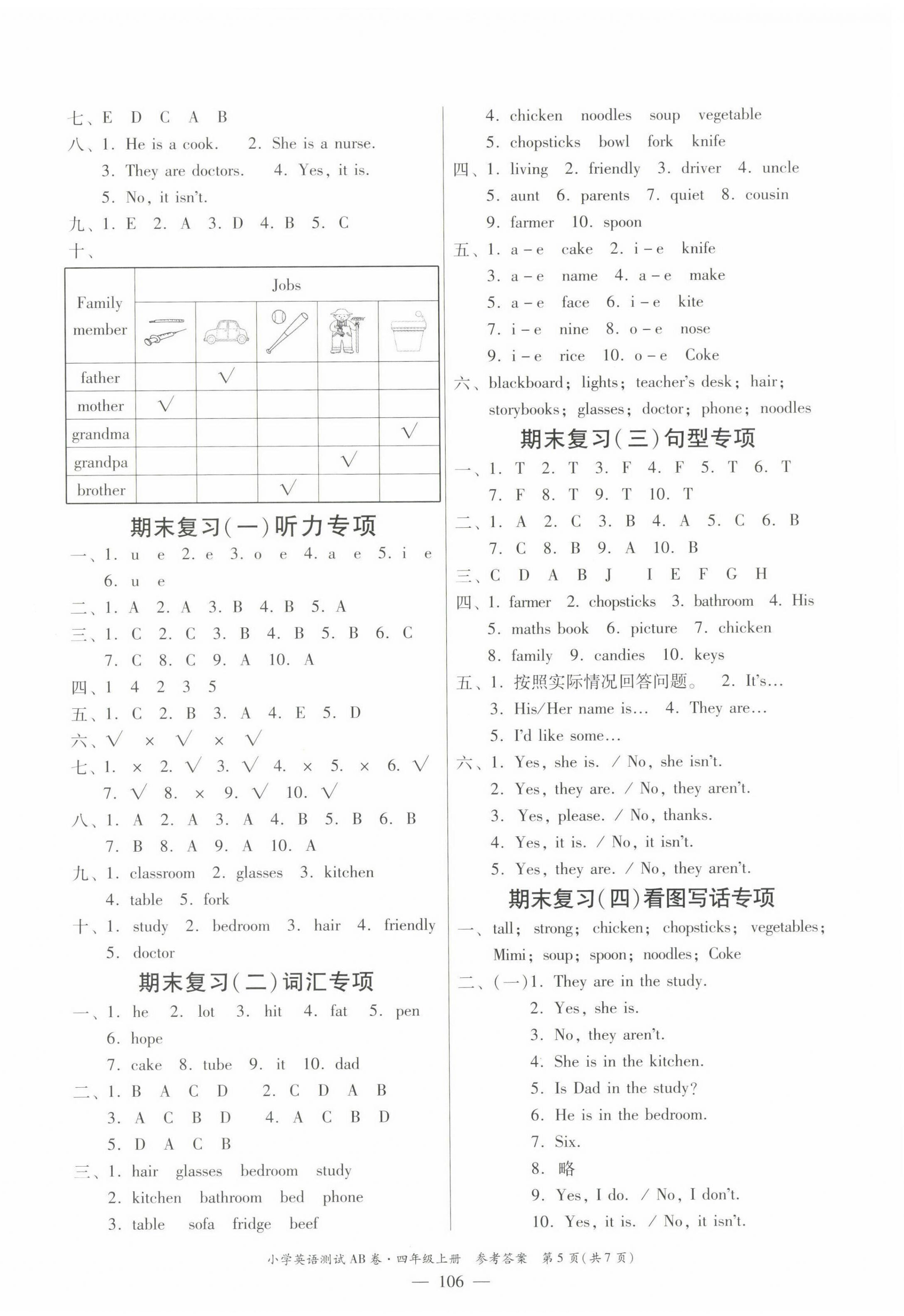 2022年小学英语测试AB卷四年级上册人教版佛山专版 第5页