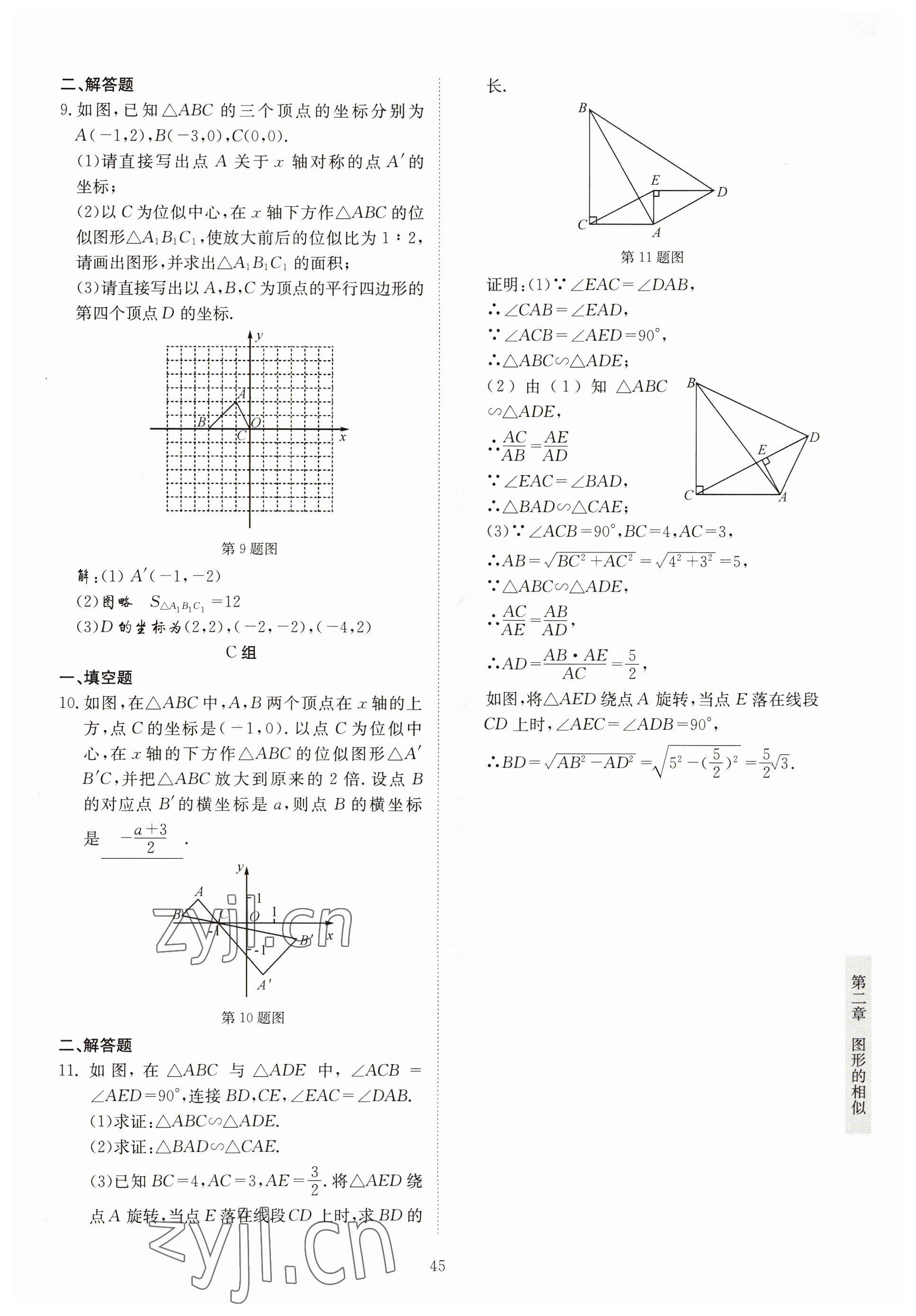 2022年金典训练九年级数学全一册北师大版 参考答案第40页