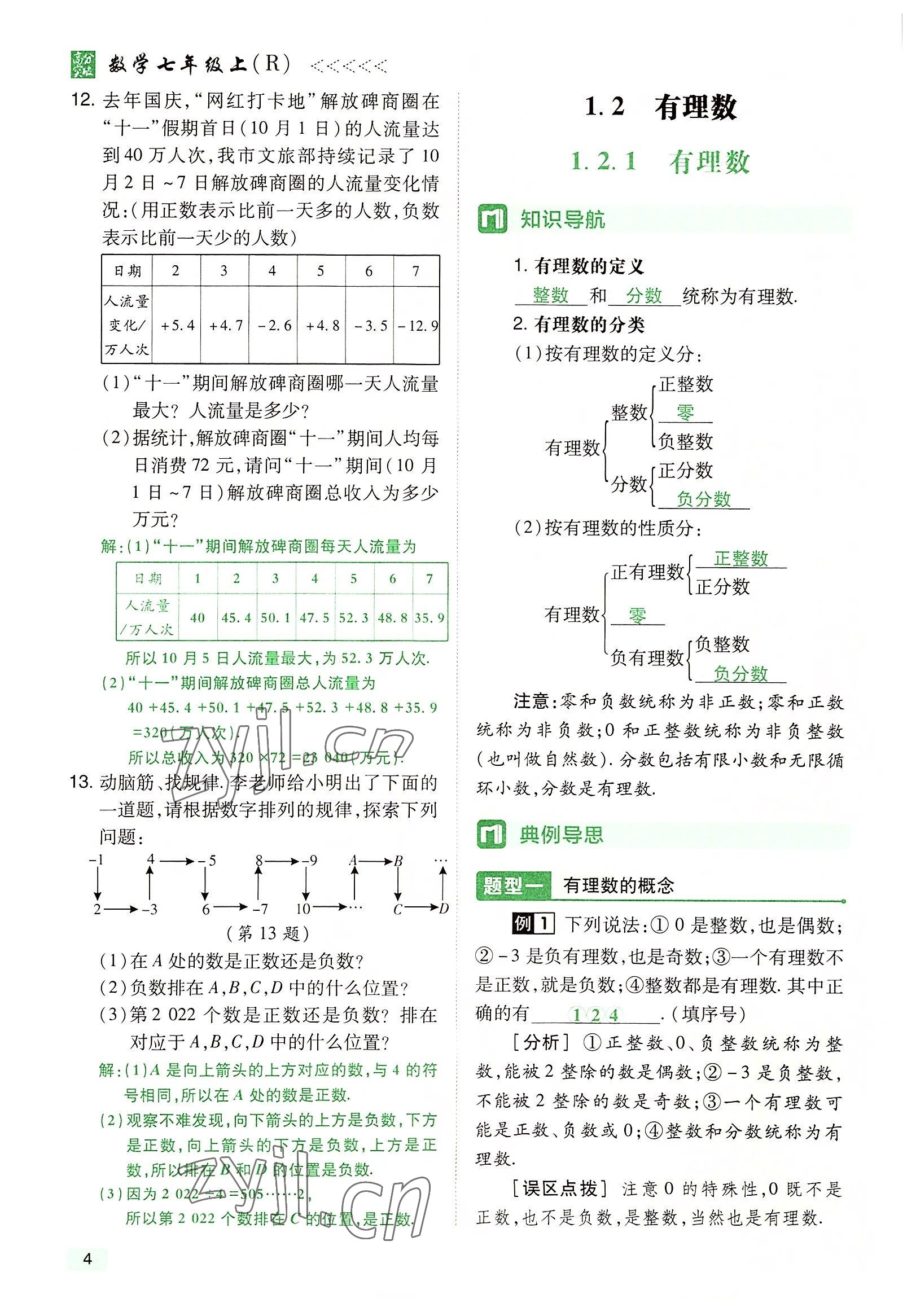 2022年高分突破课时达标讲练测七年级数学上册人教版 参考答案第4页