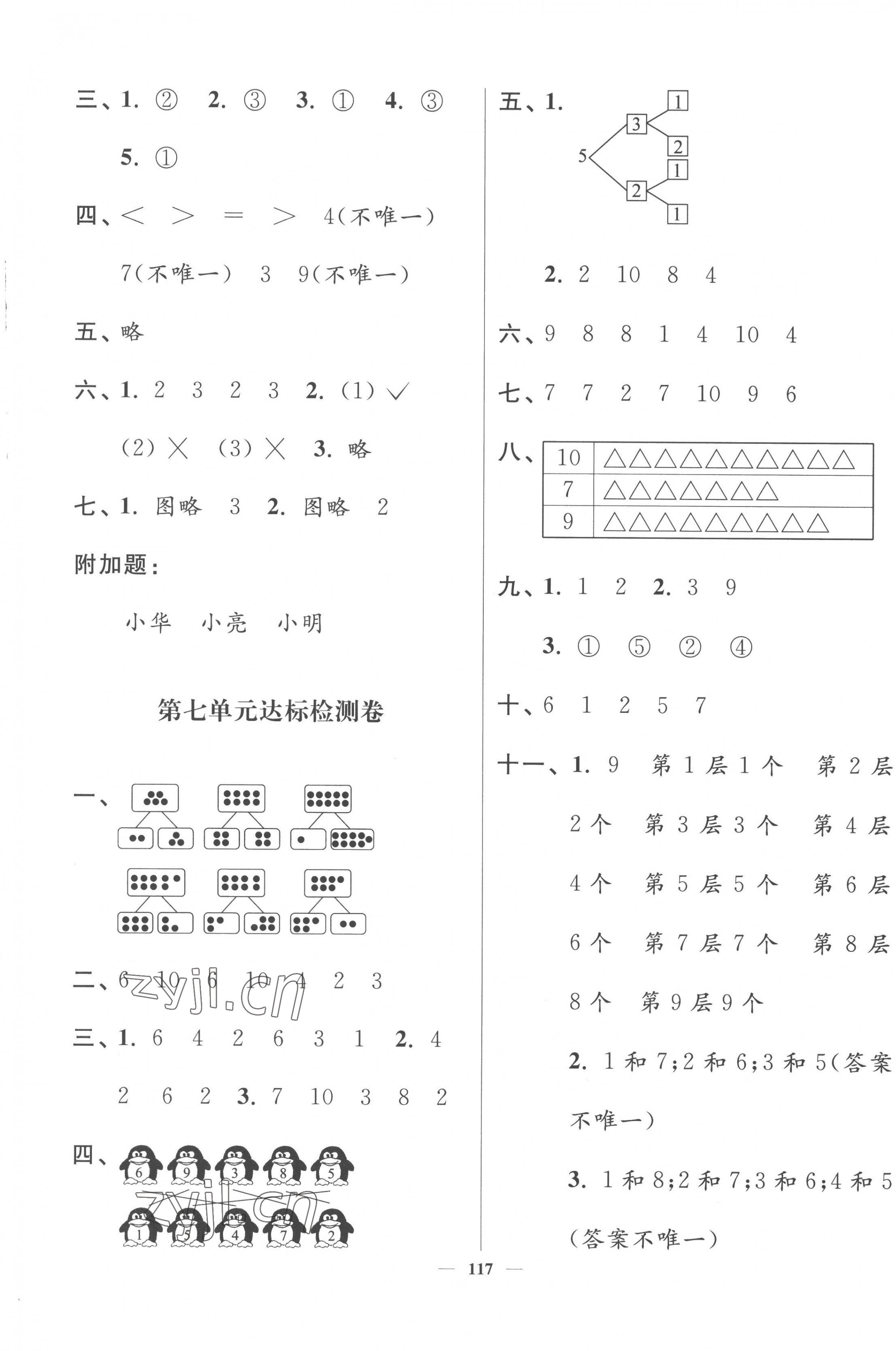 2022年江苏好卷一年级数学上册苏教版 参考答案第5页