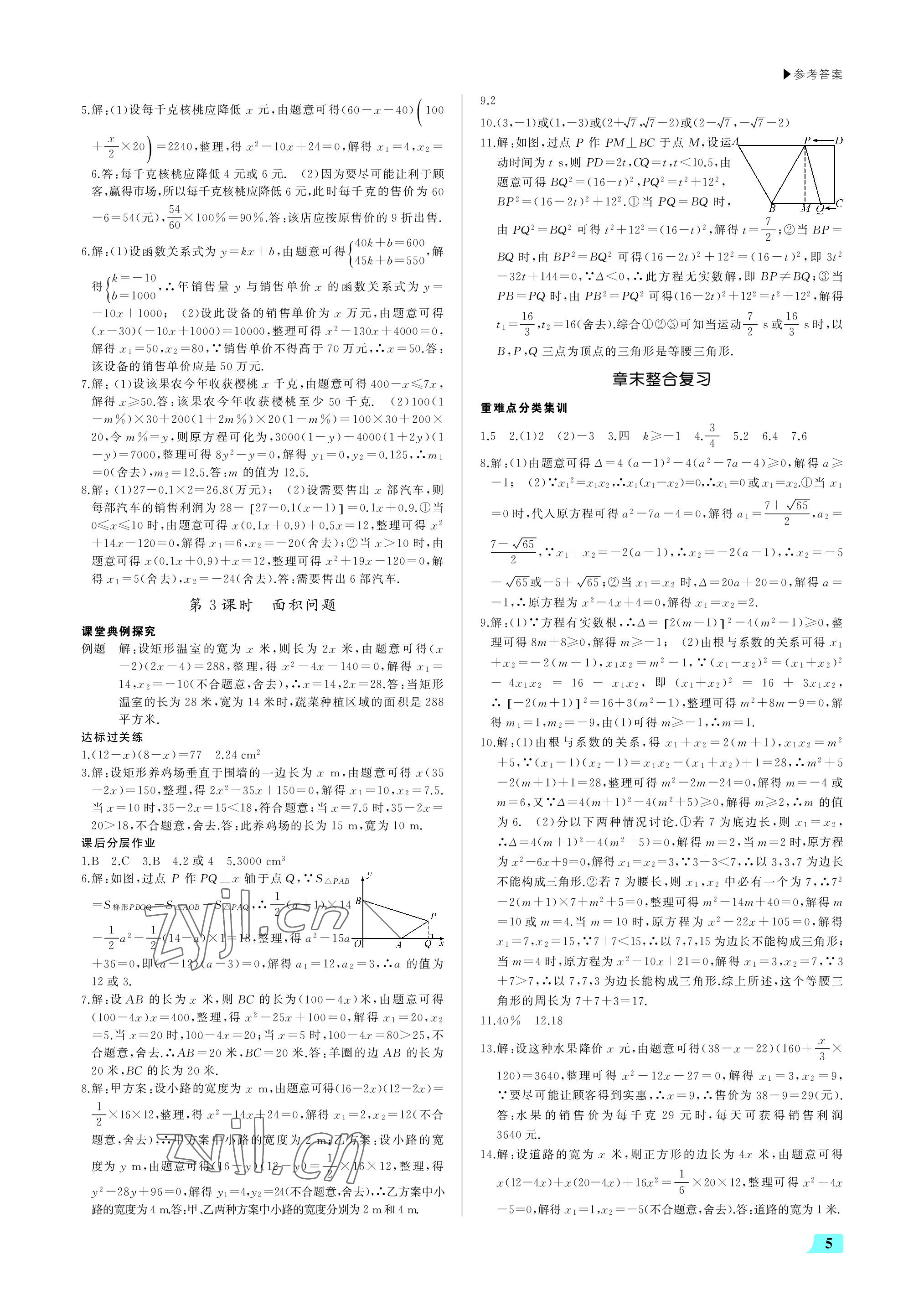 2022年超越训练九年级数学上册人教版 参考答案第5页