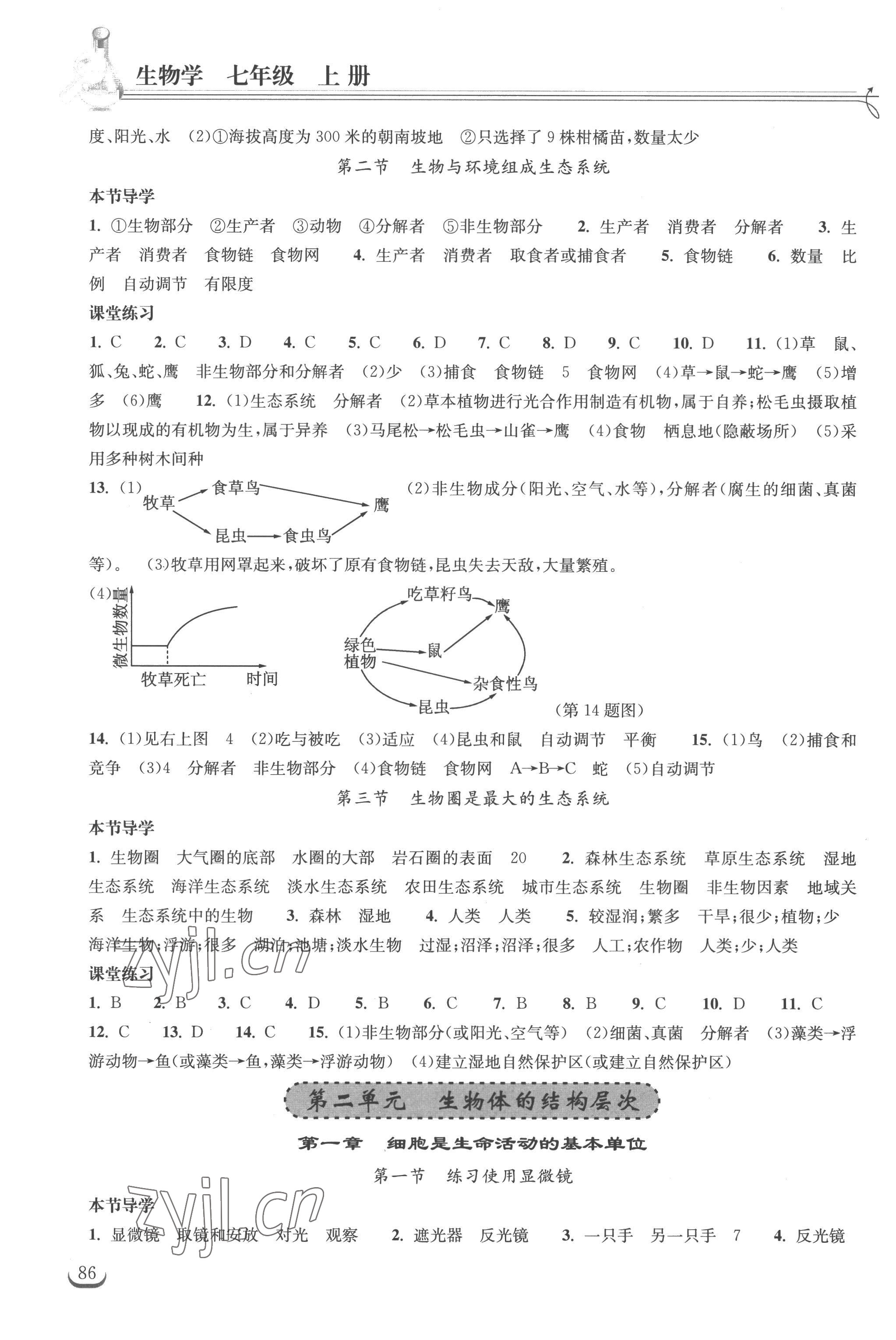 2022年长江作业本同步练习册七年级生物上册人教版 第2页