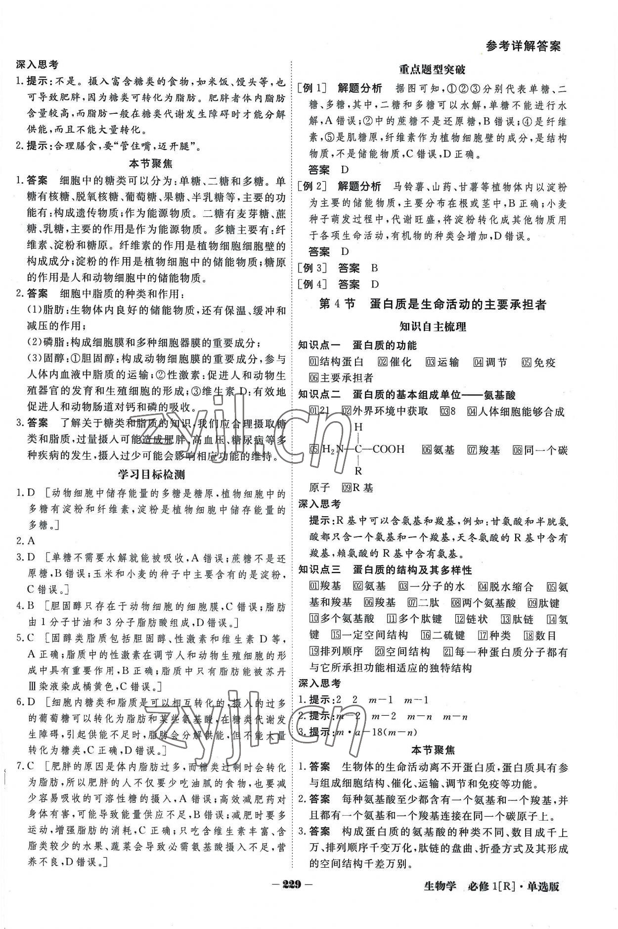 2022年金版教程高中新课程创新导学案生物学必修一人教版 参考答案第5页