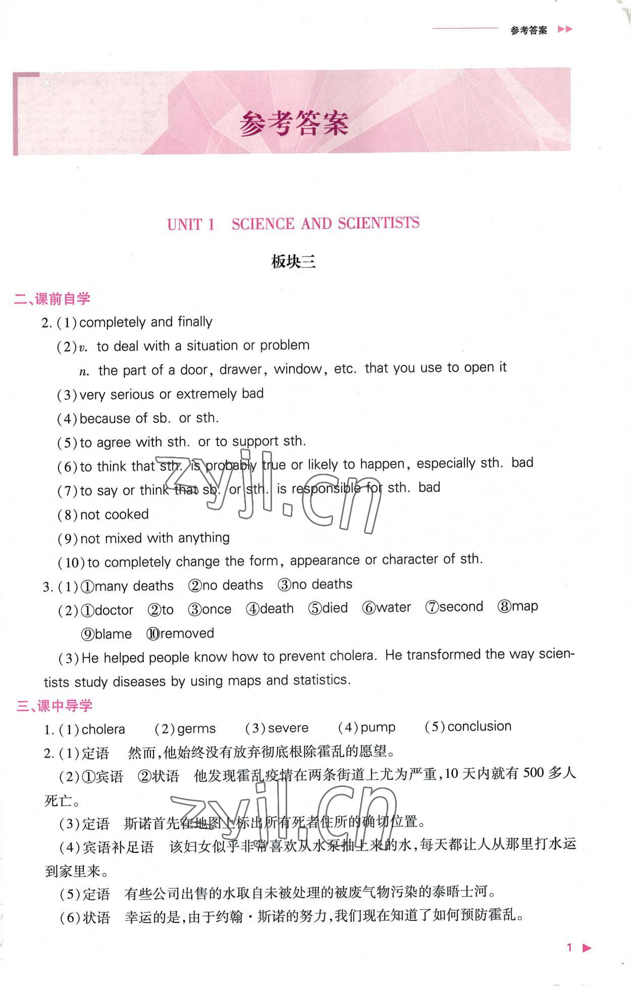 2022年普通高中新課程同步練習(xí)冊高中英語選擇性必修第二冊人教版 參考答案第1頁