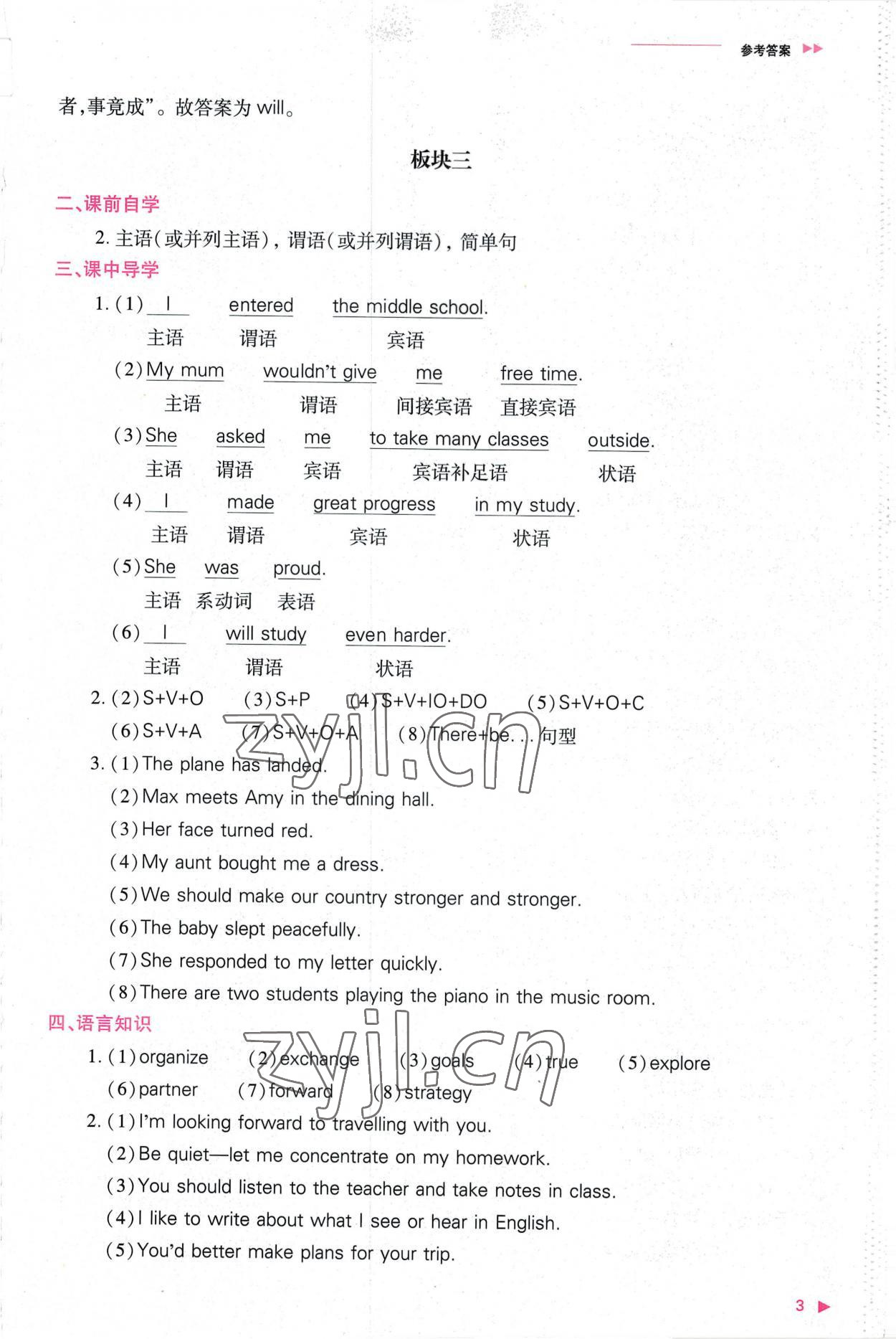 2022年普通高中新課程同步練習(xí)冊(cè)高中英語(yǔ)必修第一冊(cè)人教版 參考答案第3頁(yè)