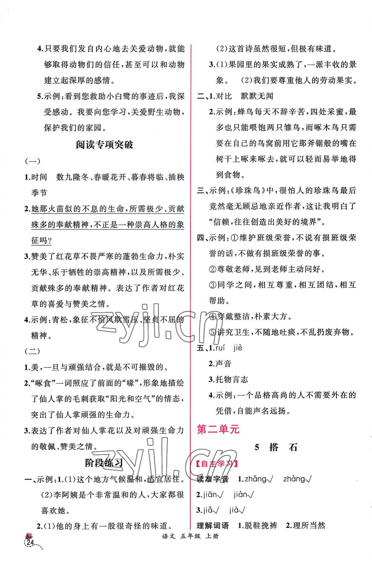 2022年同步導(dǎo)學(xué)案課時練五年級語文上冊人教版 第4頁