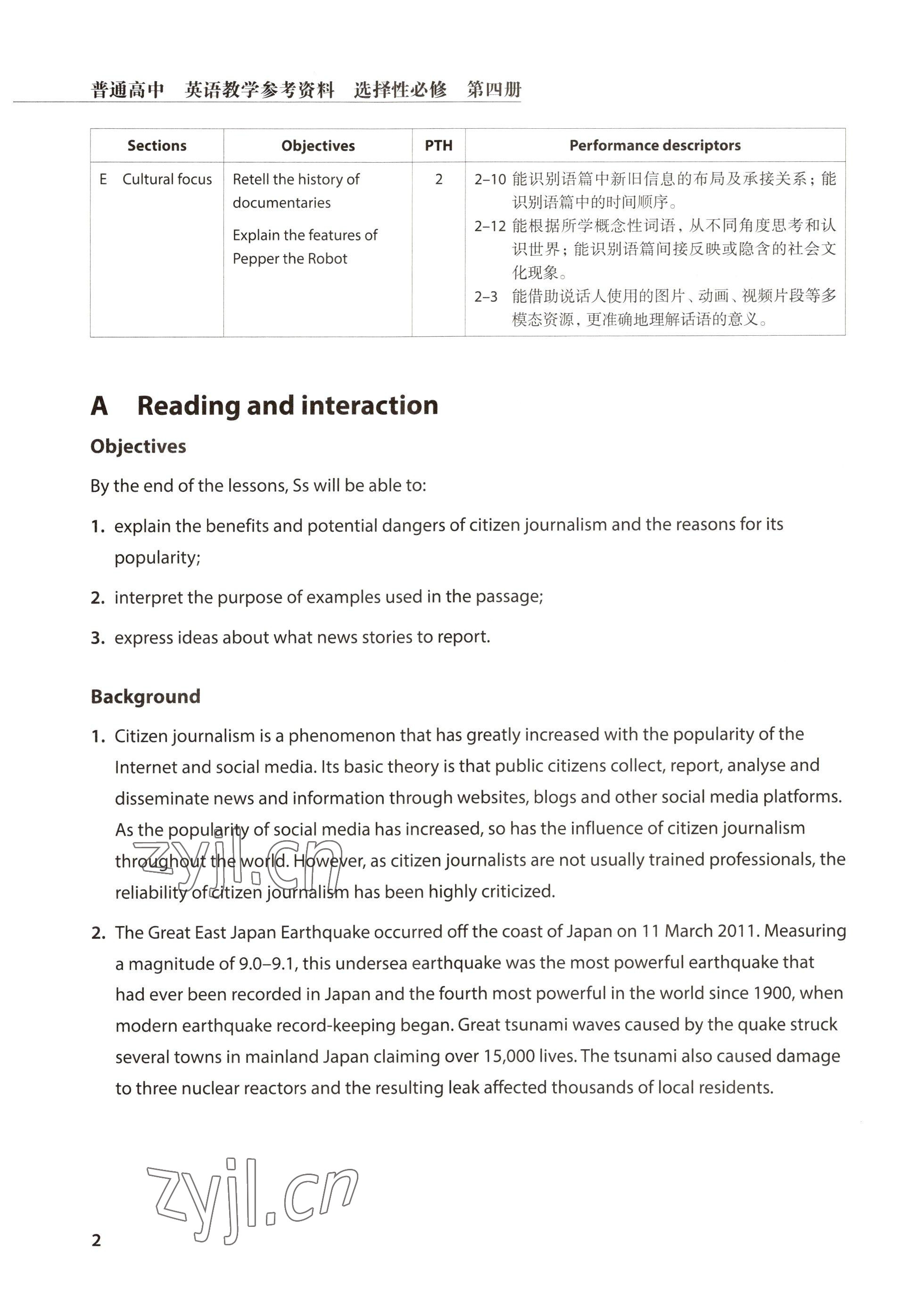2022年教材课本高中英语选择性必修第四册沪教版 参考答案第2页