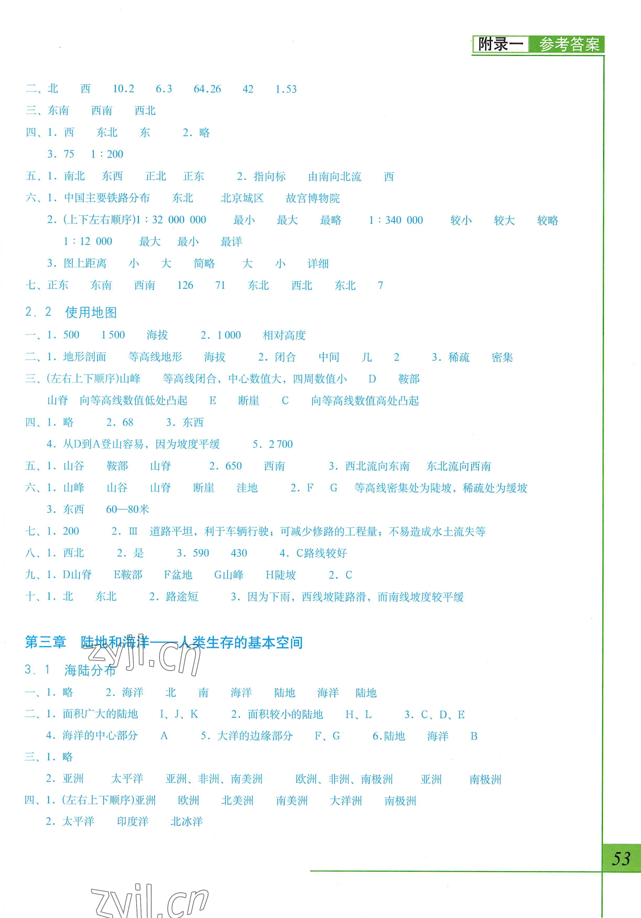 2022年地理填充圖冊七年級上冊晉教版 參考答案第2頁