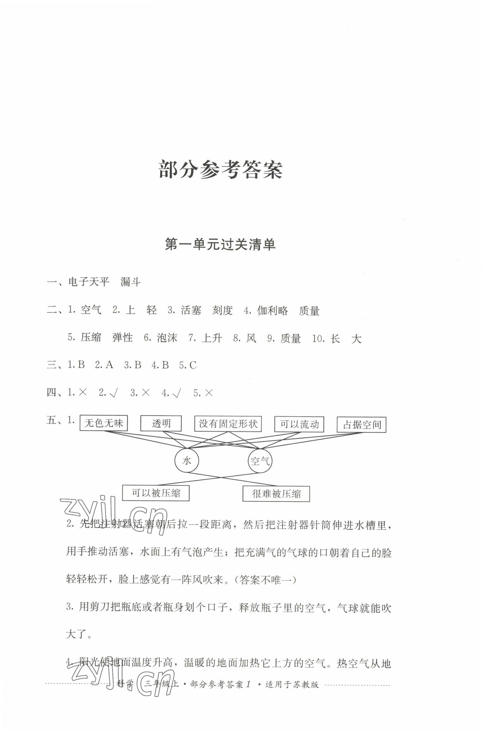 2022年过关清单四川教育出版社三年级科学上册苏教版 第1页