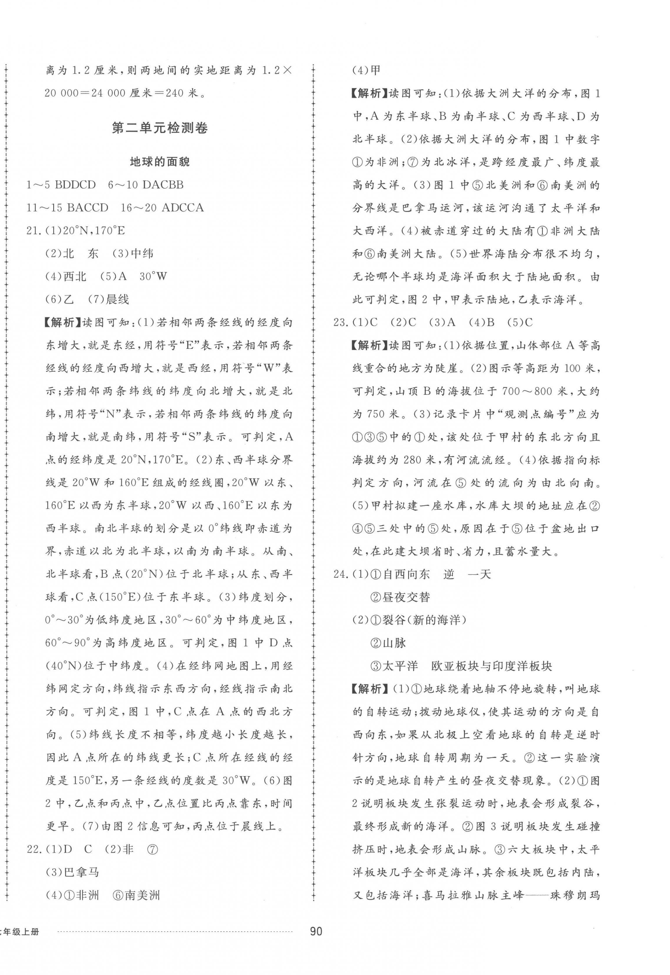 2022年同步练习册配套单元检测卷七年级地理上册湘教版 参考答案第2页