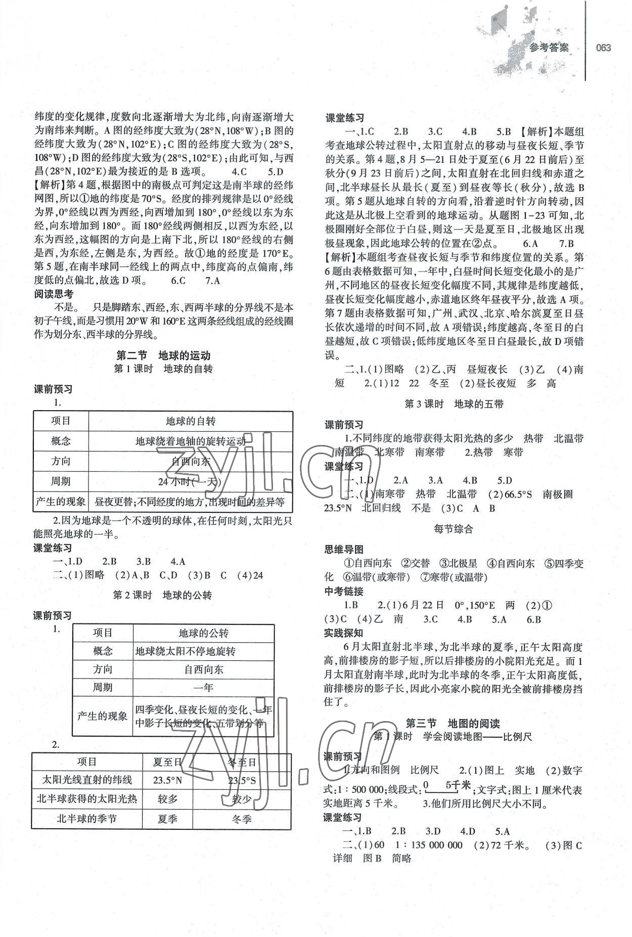 2022年同步练习册大象出版社七年级地理上册人教版 参考答案第2页