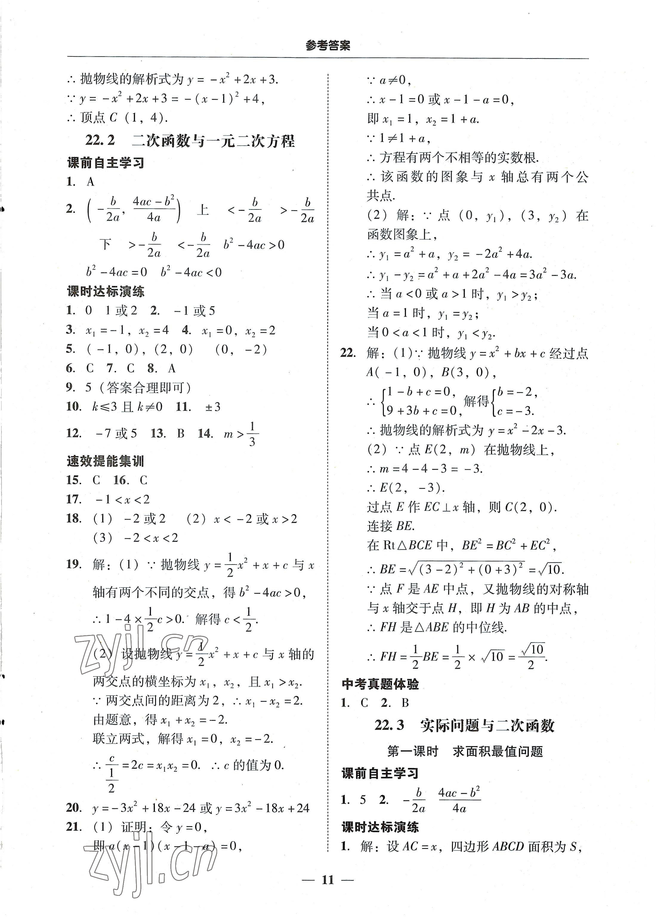 2022年南粵學(xué)典學(xué)考精練九年級(jí)數(shù)學(xué)全一冊(cè)人教版 第11頁