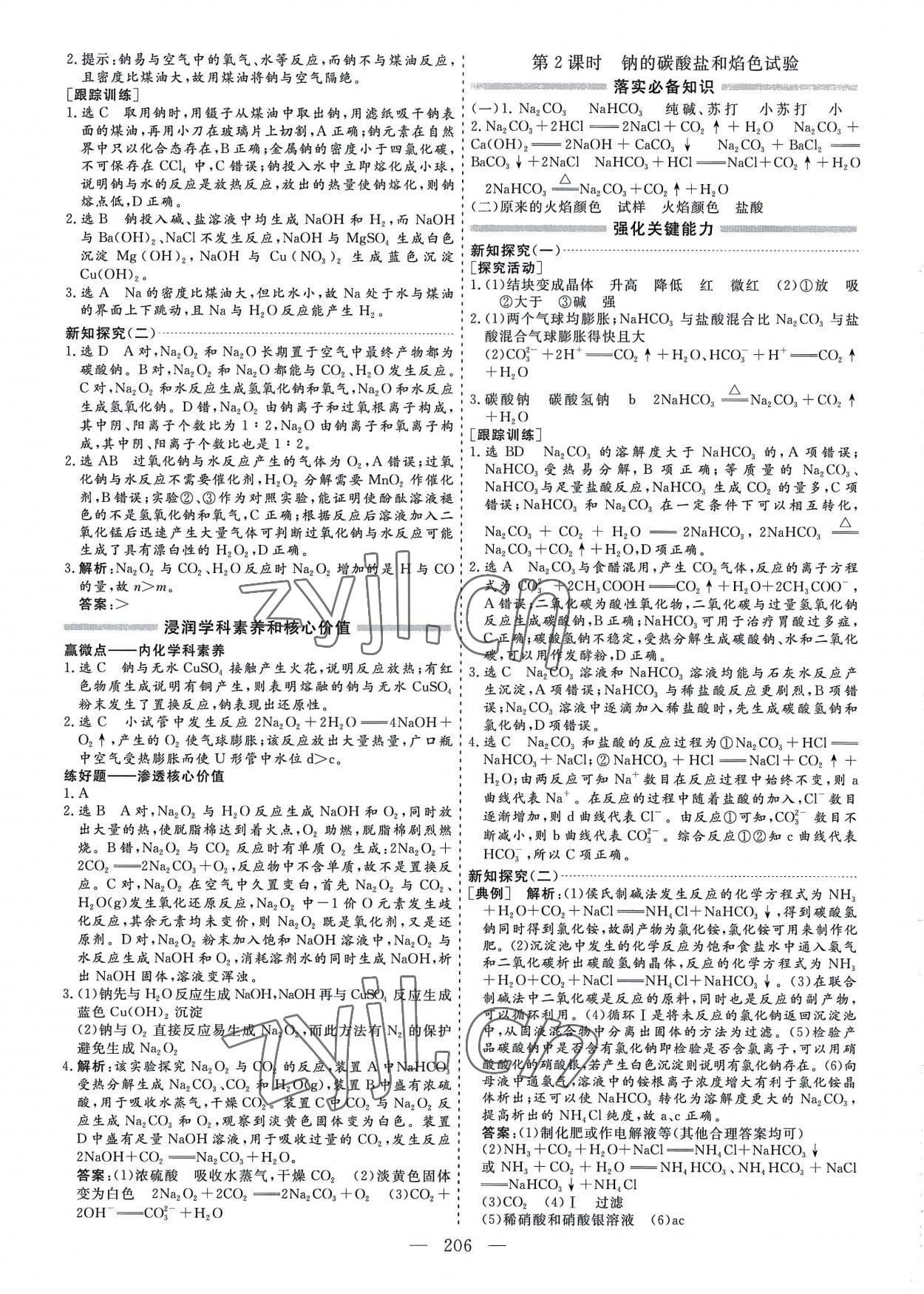 2022年新課程學(xué)案高中同步導(dǎo)學(xué)高中化學(xué)必修第一冊(cè)人教版 參考答案第6頁(yè)