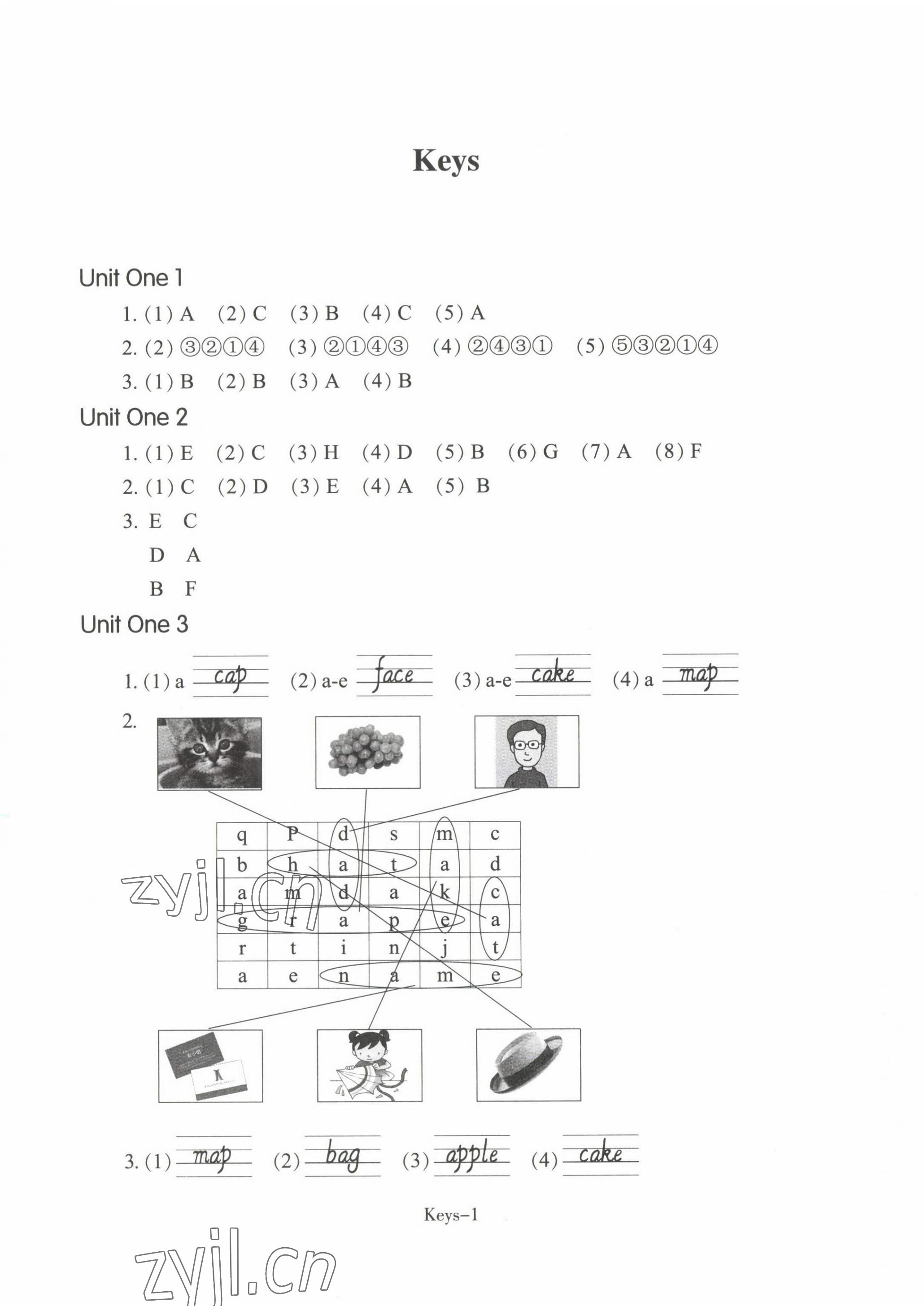 2022年每課一練浙江少年兒童出版社四年級英語上冊人教版 參考答案第1頁