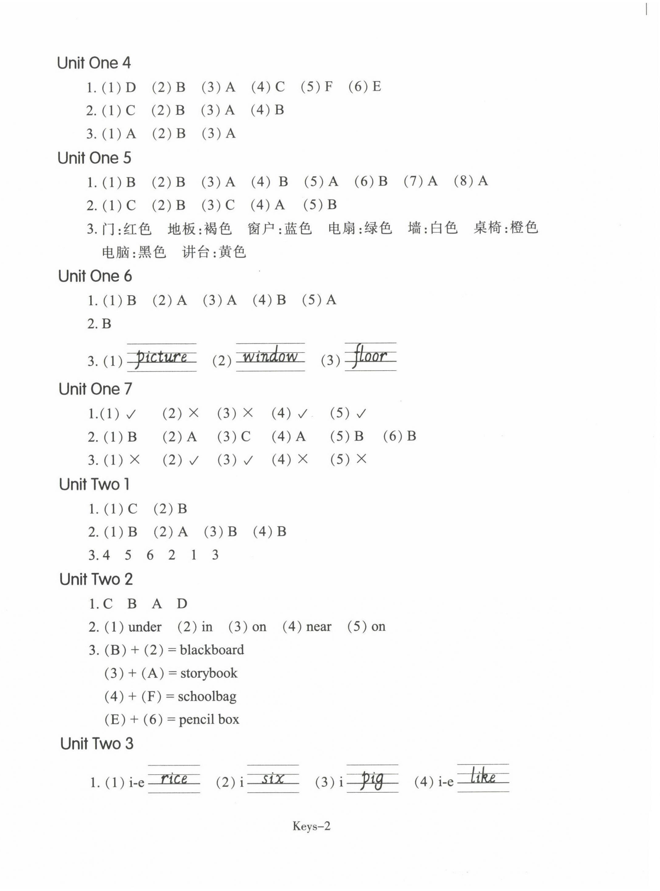 2022年每課一練浙江少年兒童出版社四年級(jí)英語(yǔ)上冊(cè)人教版 參考答案第2頁(yè)