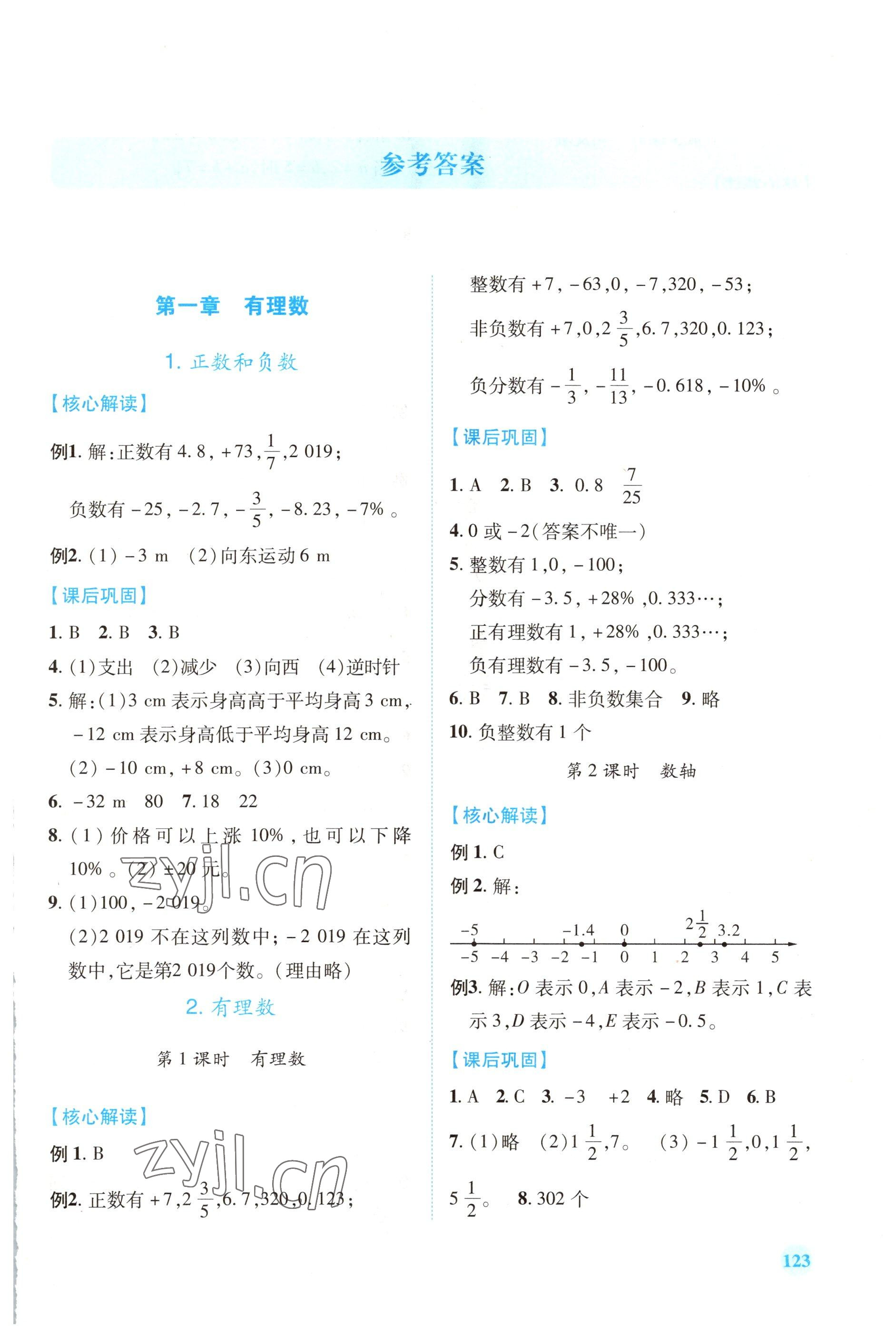 2022年績(jī)優(yōu)學(xué)案七年級(jí)數(shù)學(xué)上冊(cè)人教版 第1頁(yè)