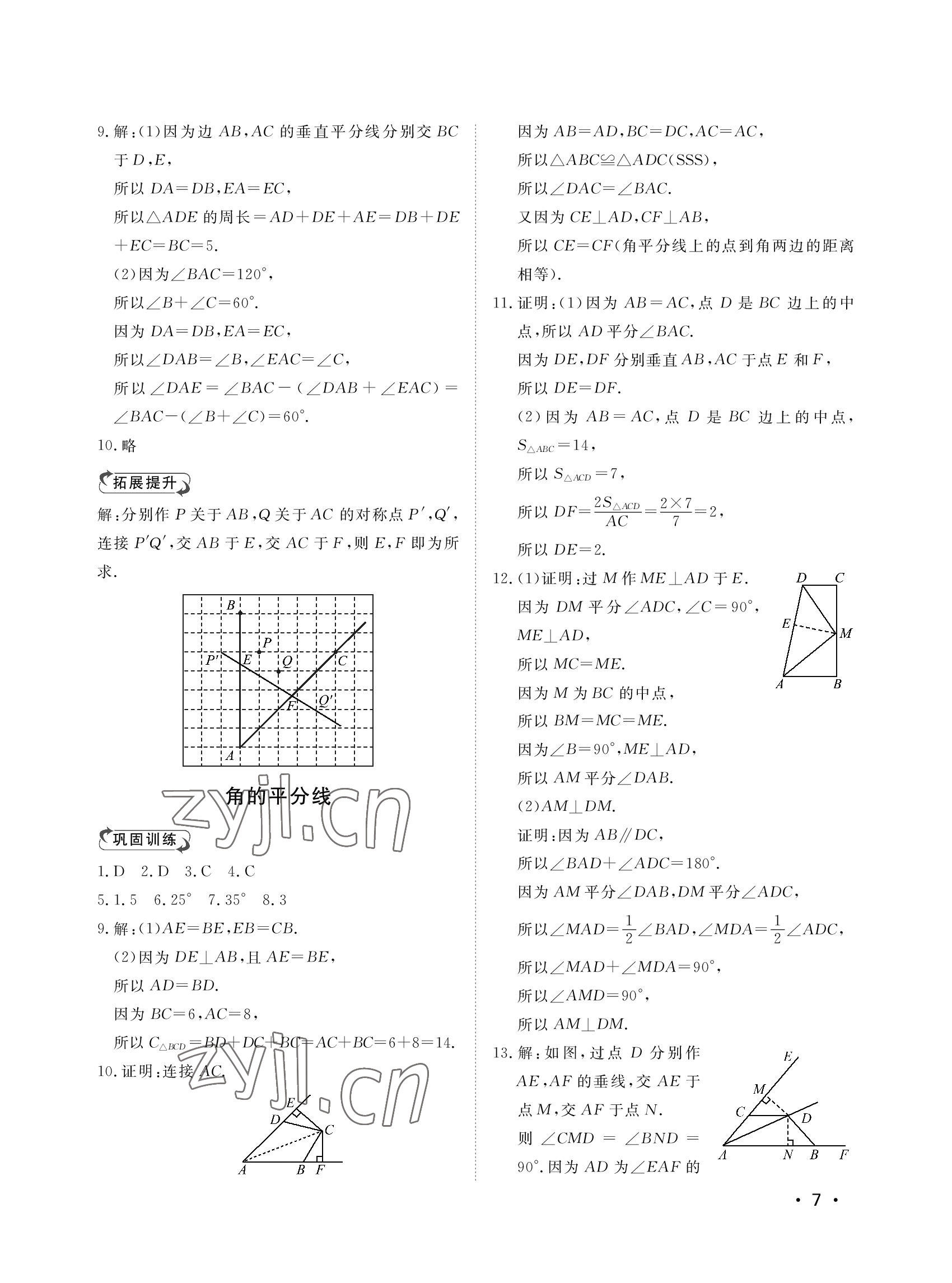 2022年行知天下八年級數(shù)學上冊青島版 參考答案第7頁