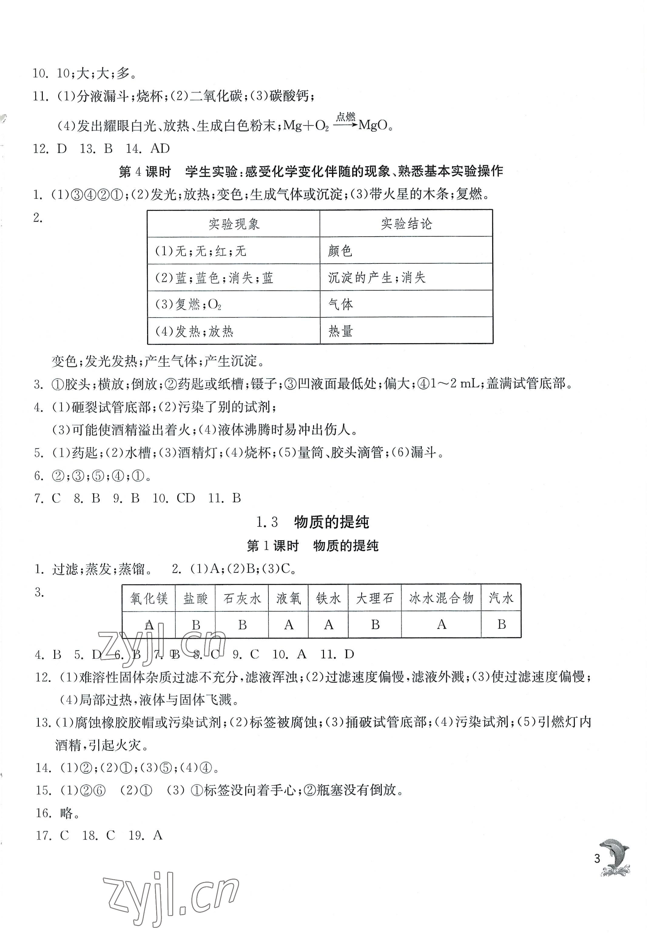 2022年实验班提优训练九年级化学上册沪教版上海专版54制 第3页