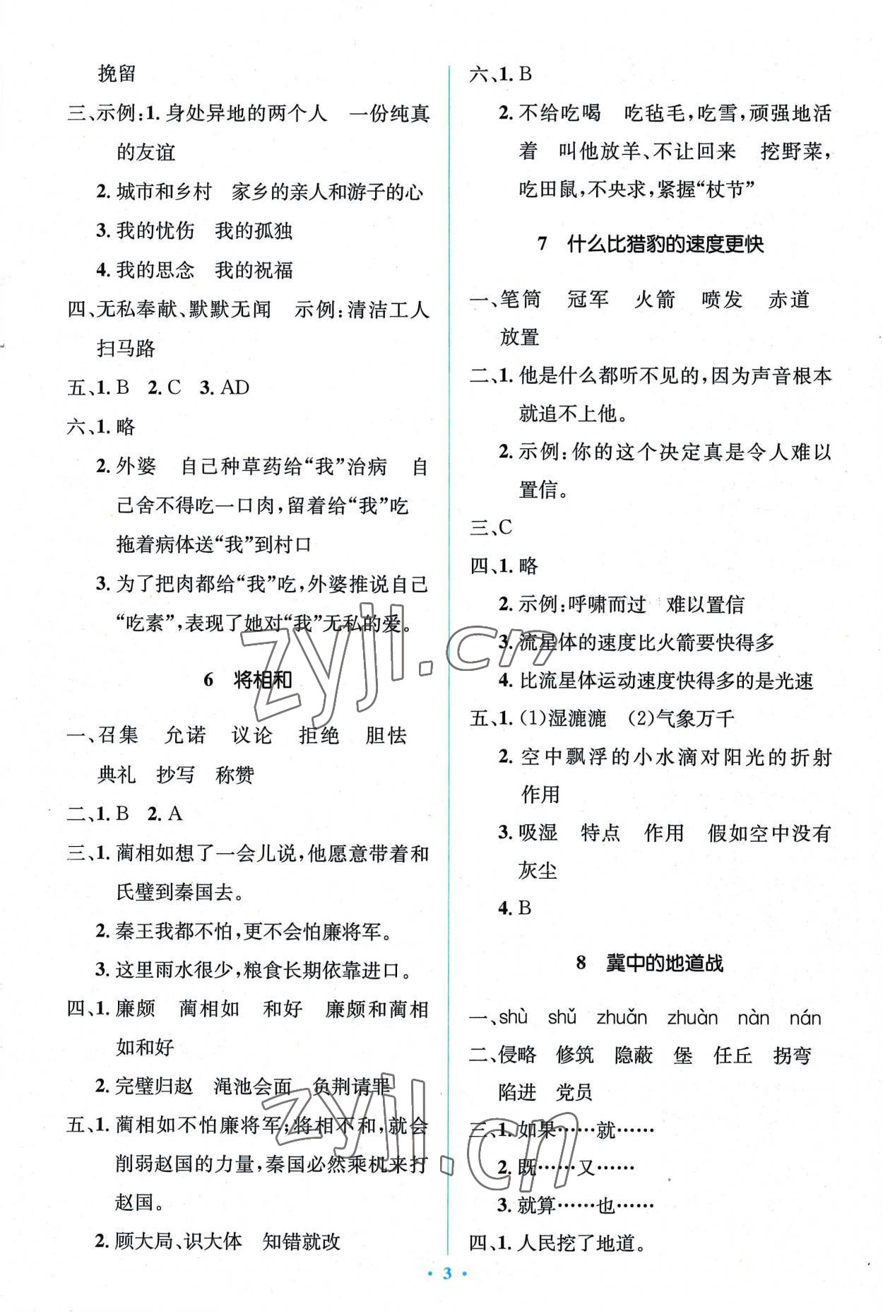 2022年同步解析与测评学考练五年级语文上册人教版精编版 第3页