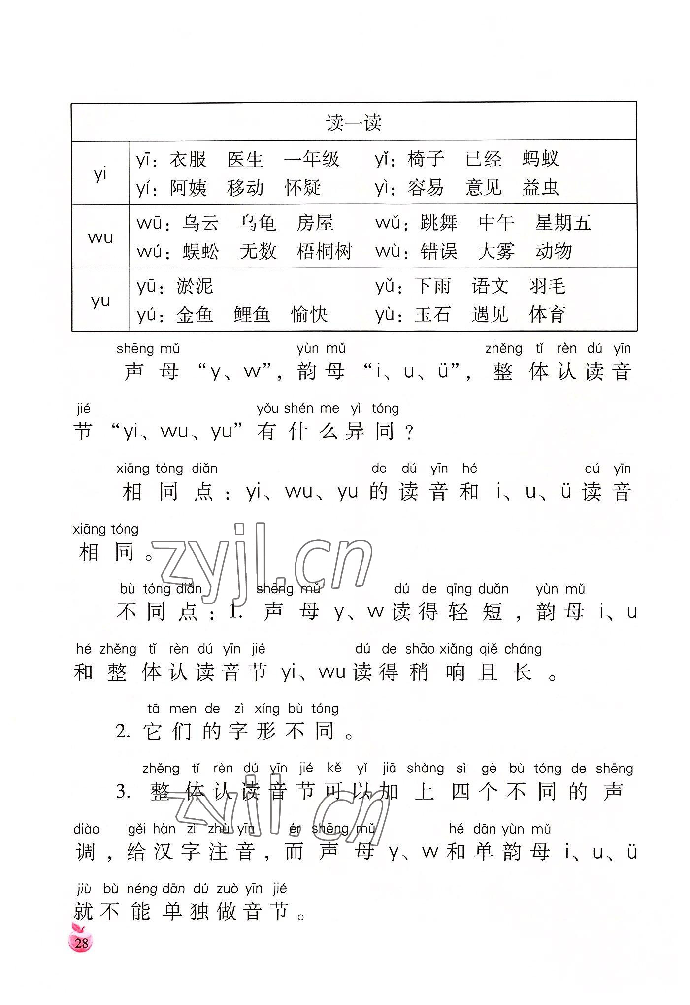 2022年小学生词语手册云南教育出版社一年级语文上册人教版 参考答案第28页