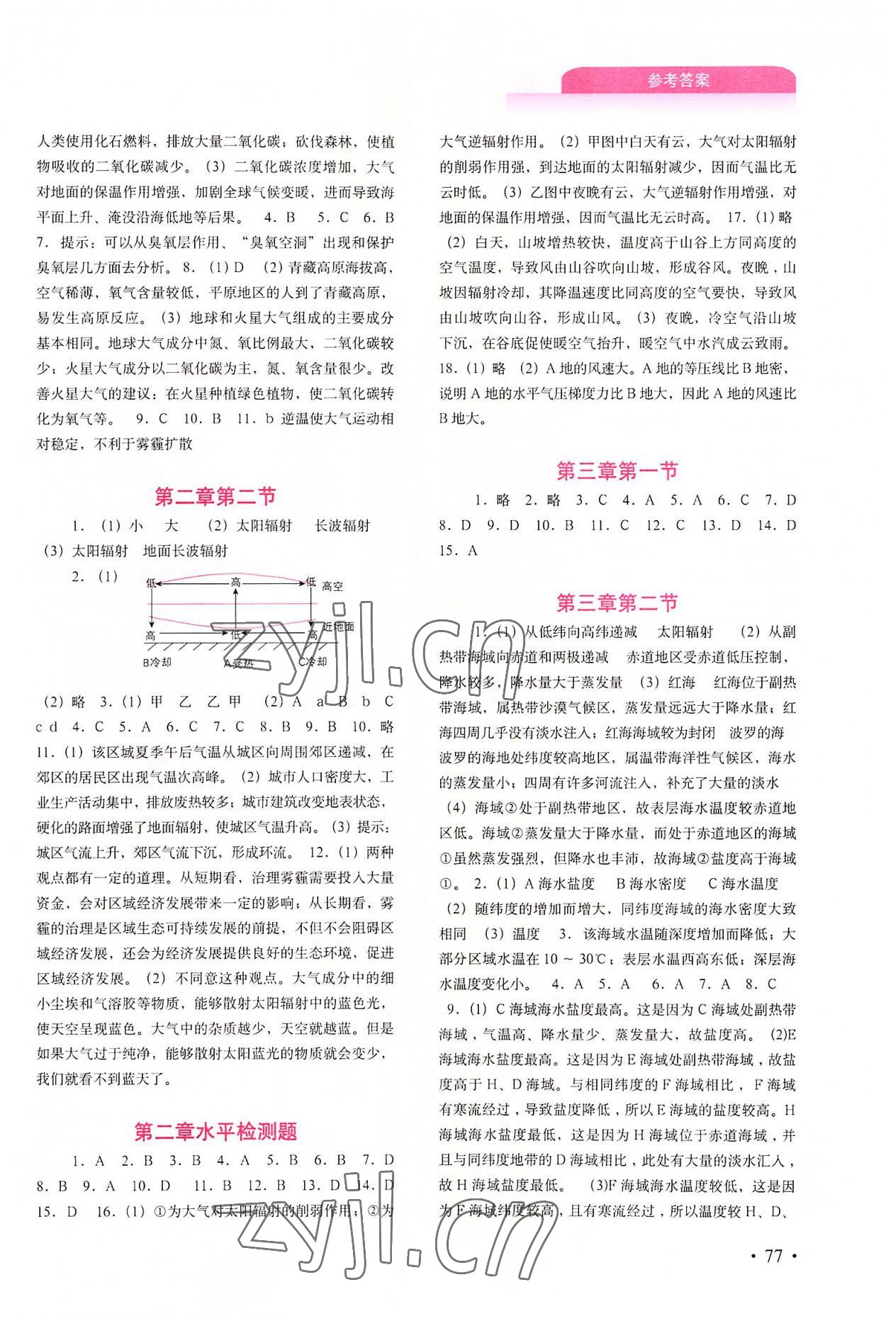 2022年填充图册中国地图出版社高中地理必修第一册人教版 参考答案第2页