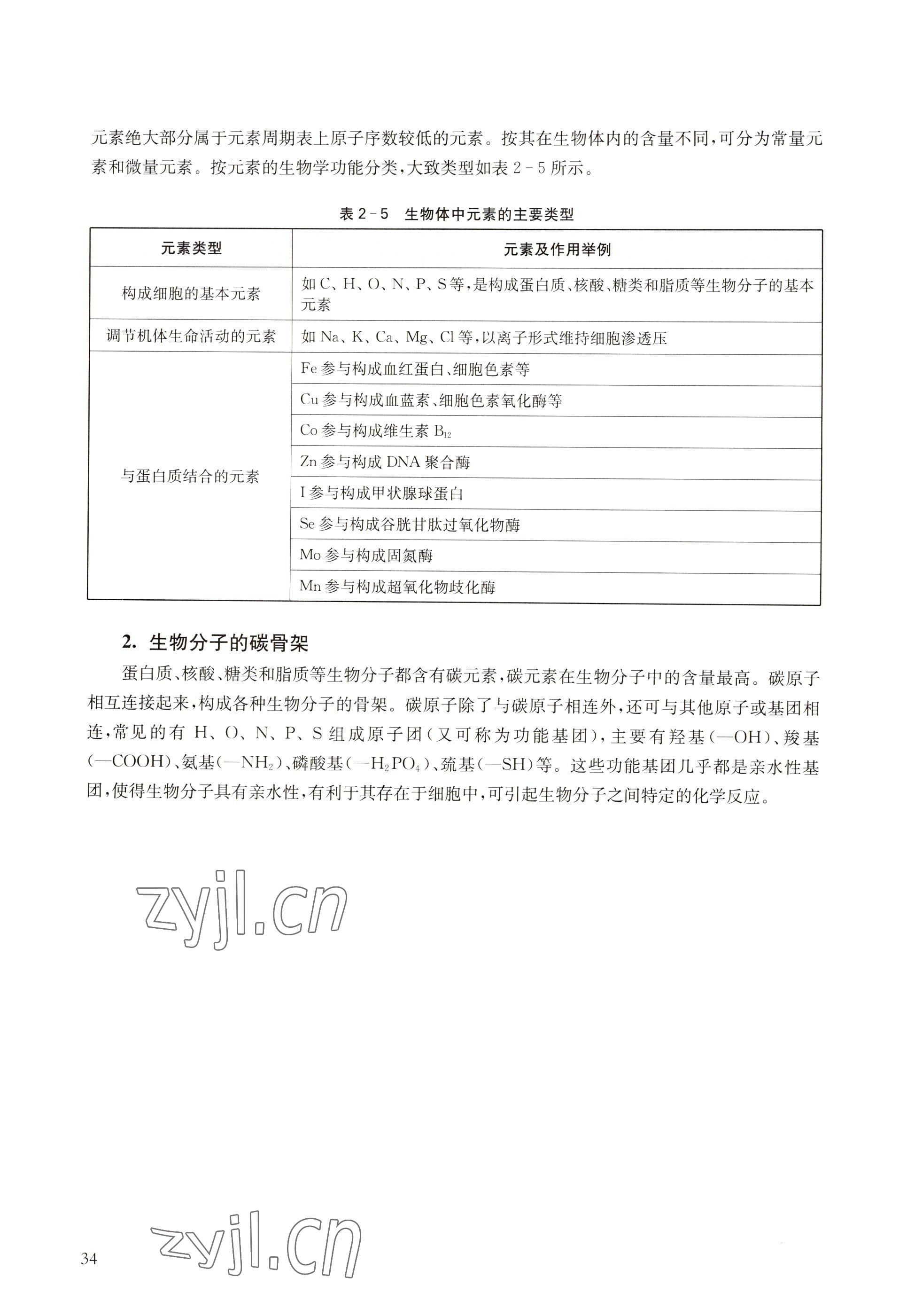 2022年教材课本高中生物必修1分子与细胞沪教版 参考答案第26页