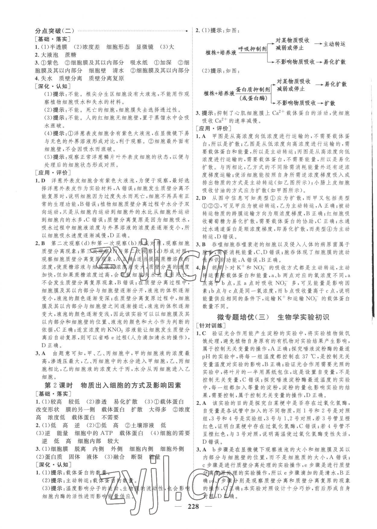 2022年三維設(shè)計(jì)高中生物必修1浙科版 參考答案第12頁