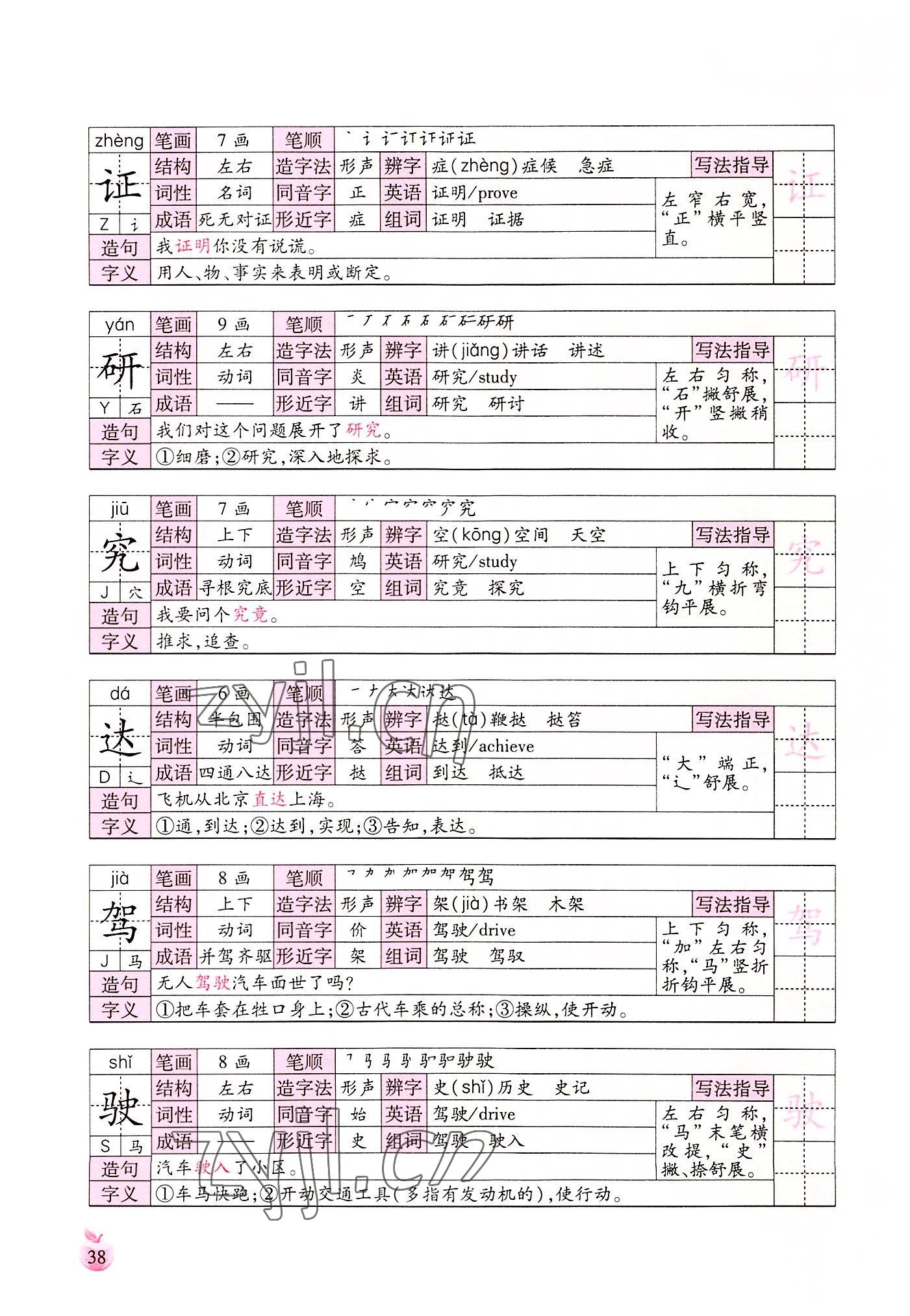 2022年小学生词语手册云南教育出版社四年级语文上册人教版 参考答案第38页