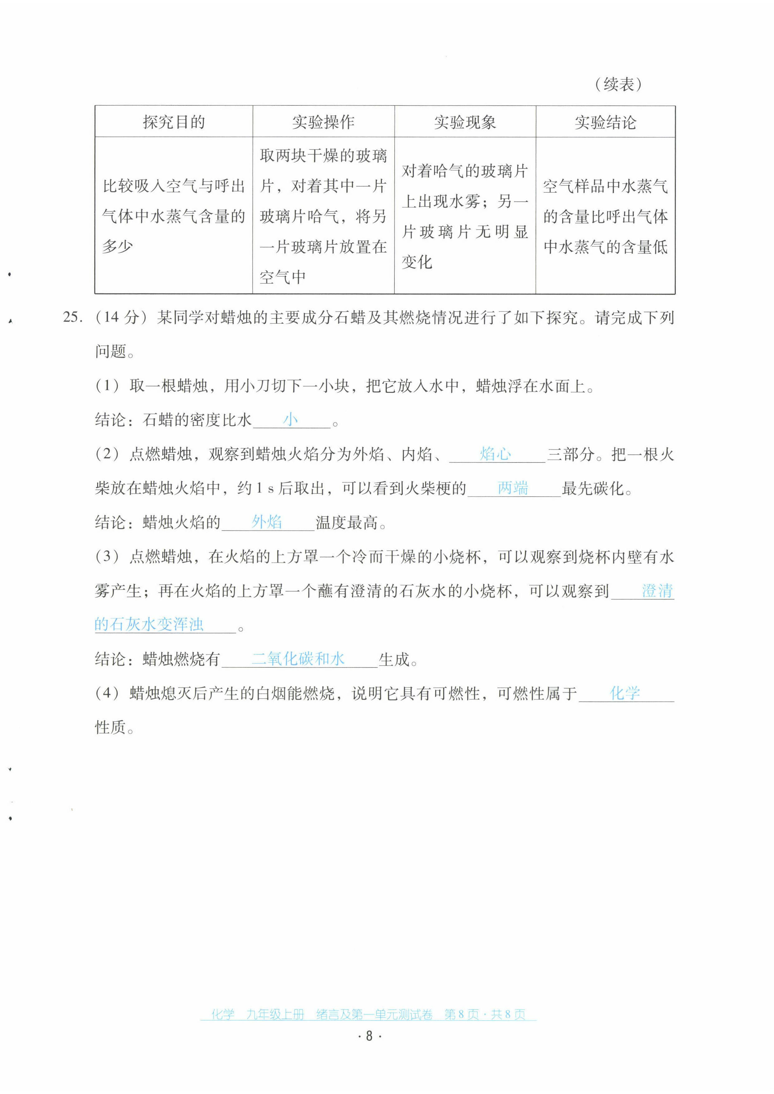 2022年云南省标准教辅优佳学案配套测试卷九年级化学上册人教版 第8页