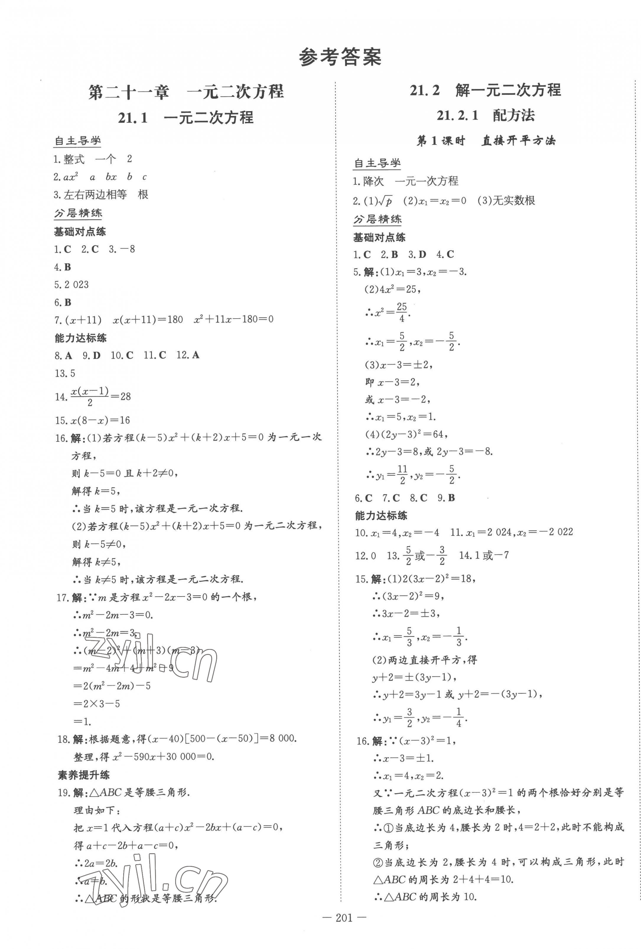 2022年初中同步学习导与练导学探究案九年级数学全一册人教版 第1页