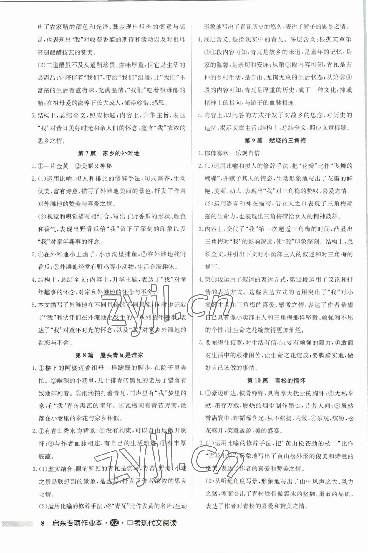 2022年启东专项作业本中考现代文阅读徐州专版 第8页