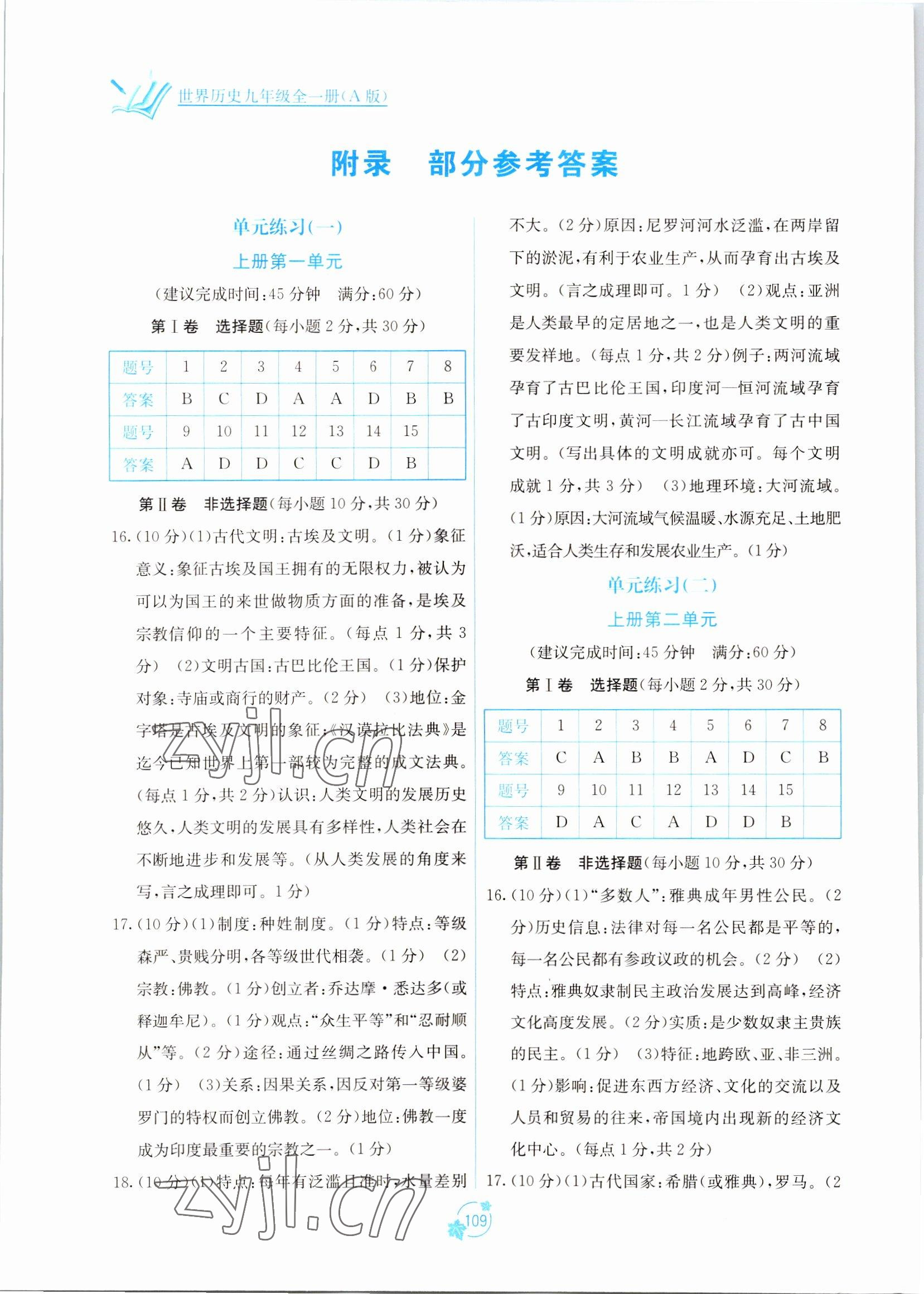 2022年自主学习能力测评单元测试九年级世界历史全一册人教版 第1页