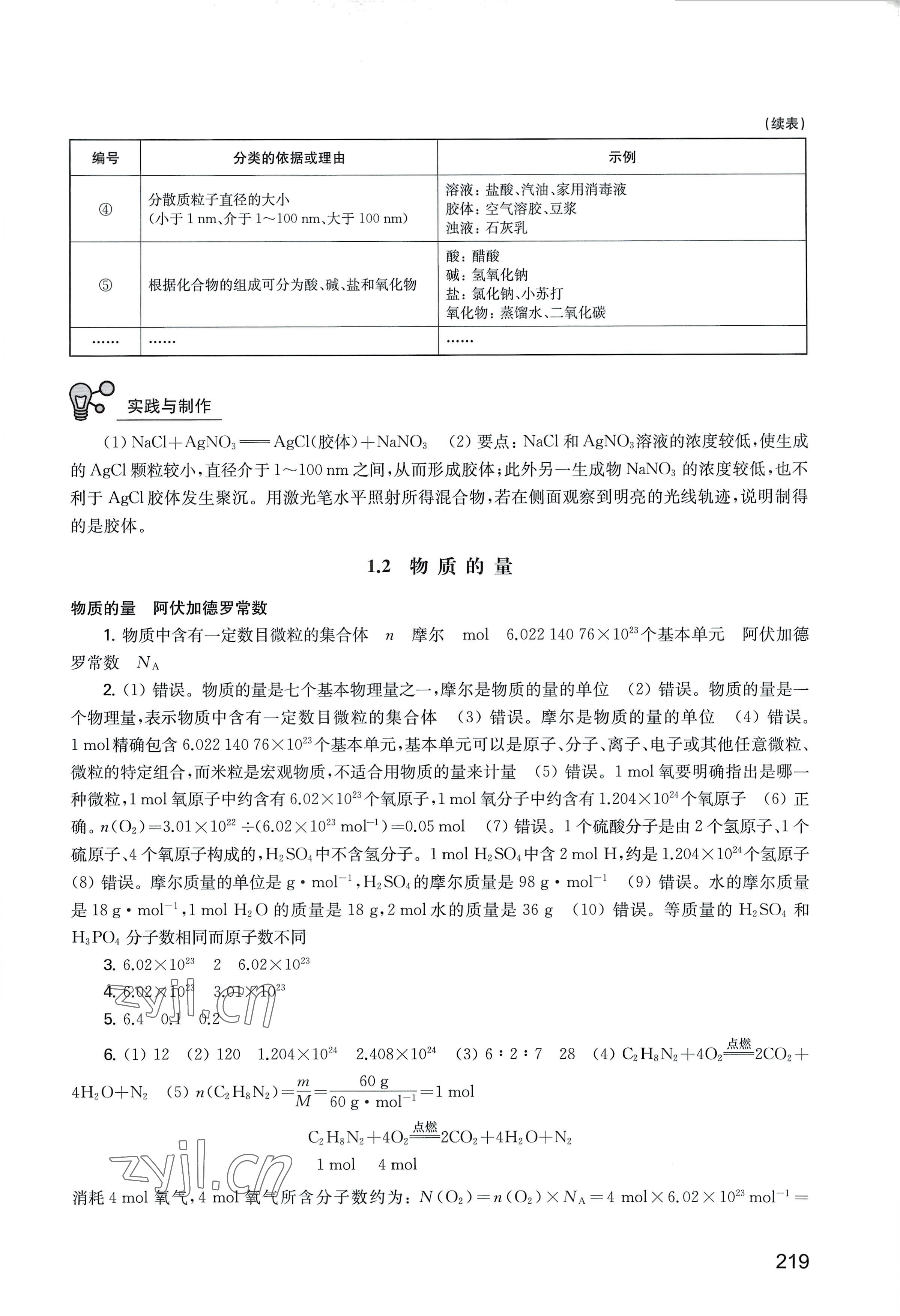 2022年練習(xí)部分高中化學(xué)必修第一冊滬教版 參考答案第2頁