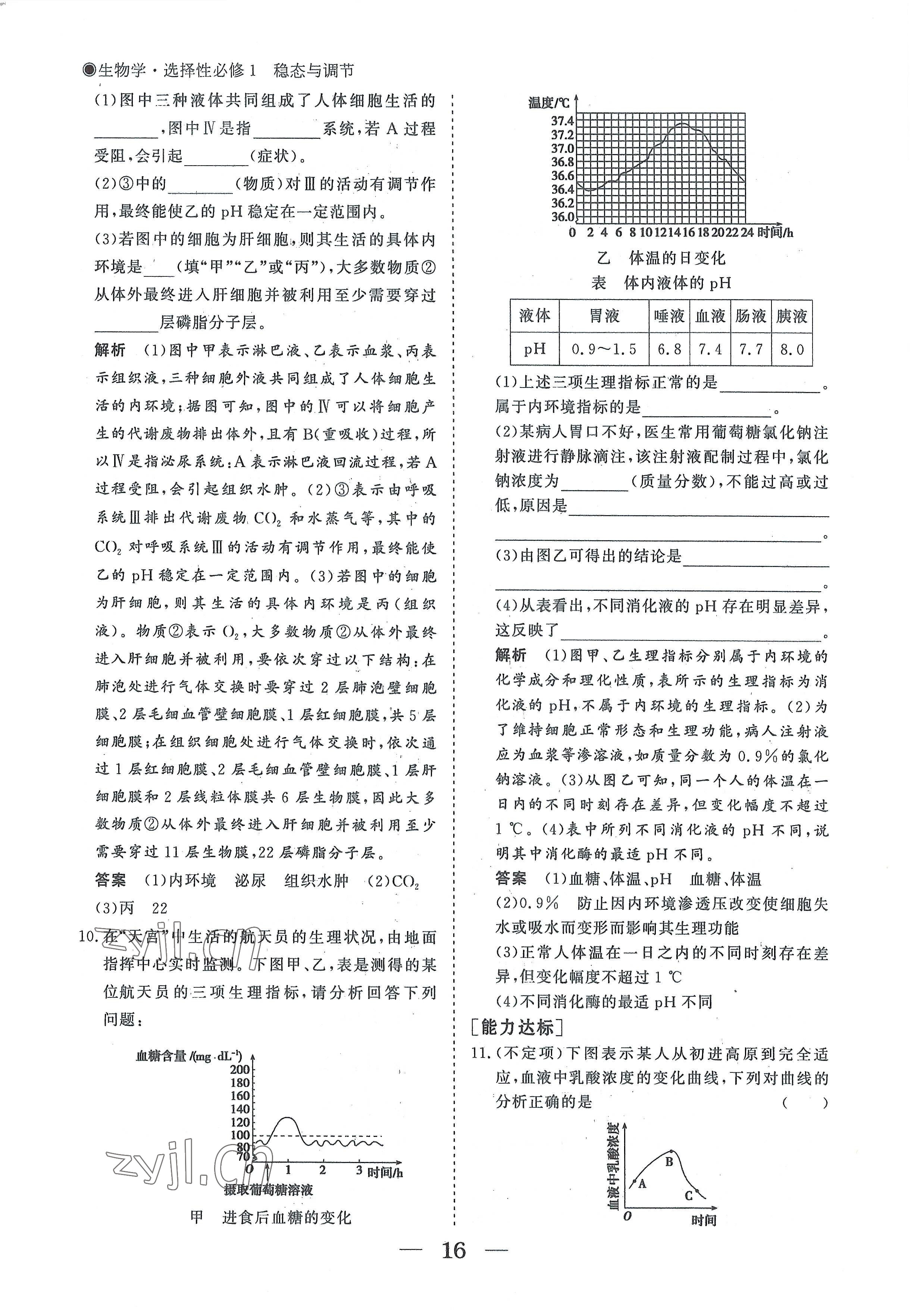 2022年高中导学测控优化设计方案生物选择性必修1人教版 参考答案第16页