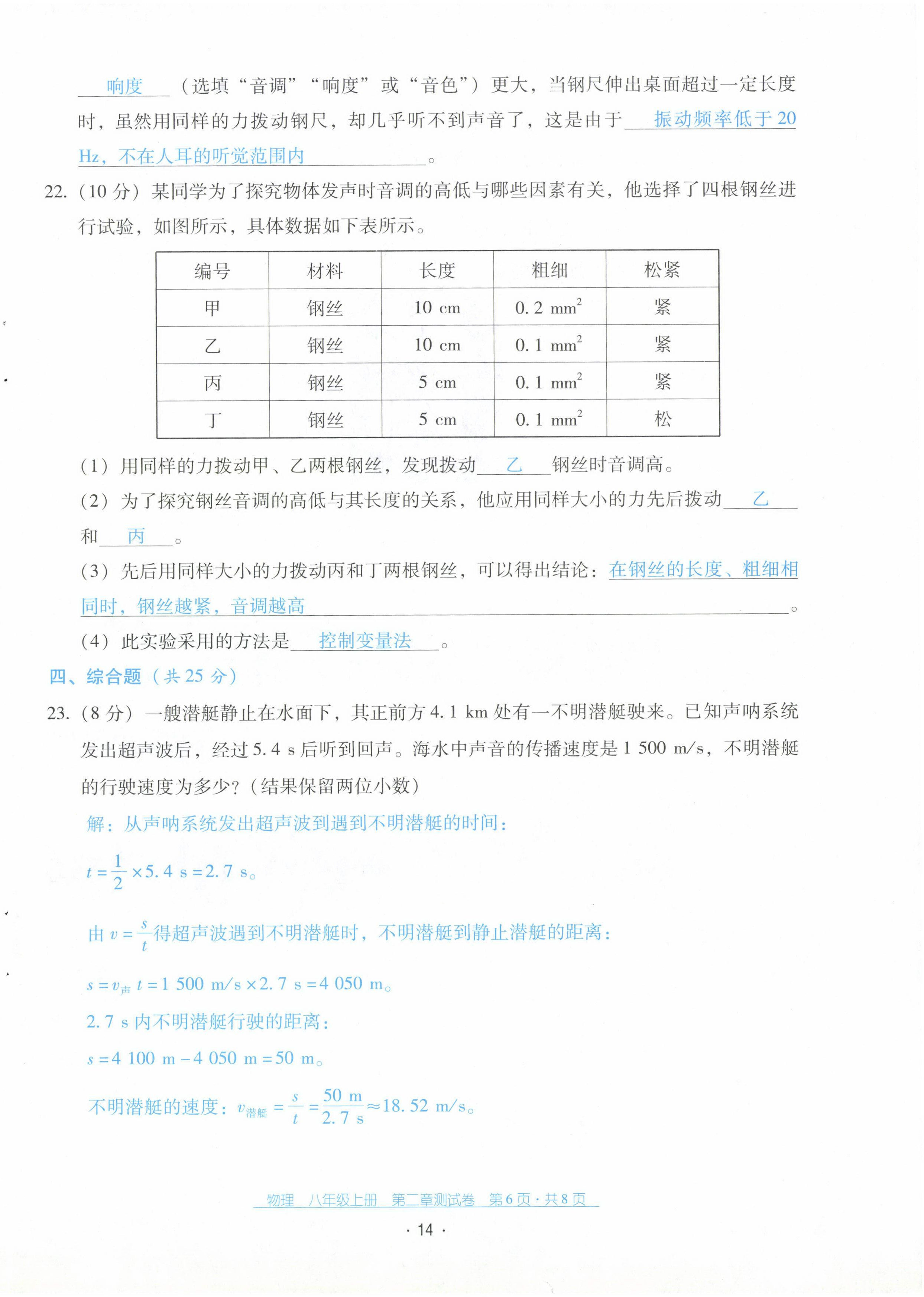 2022年云南省标准教辅优佳学案配套测试卷八年级物理上册人教版 第14页