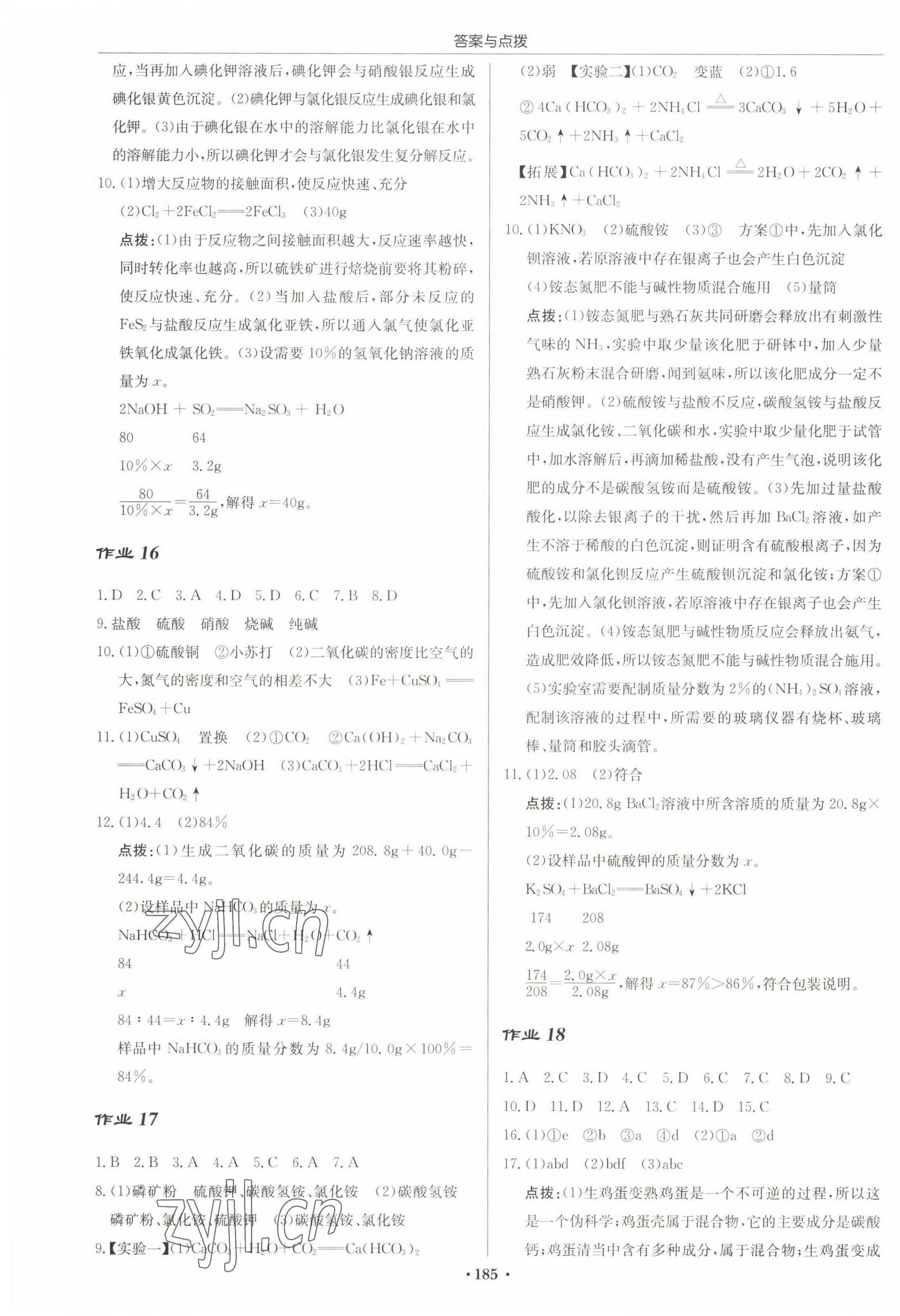 2023年启东中学作业本九年级化学下册沪教版苏北专版 第7页