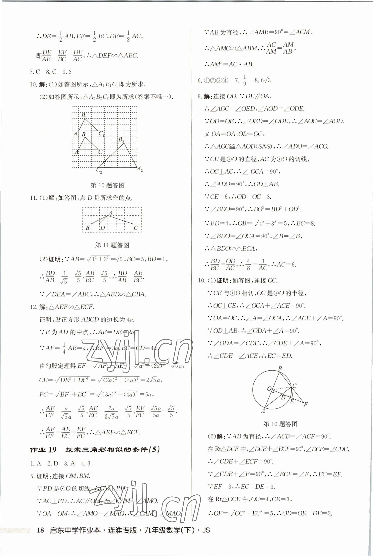 2023年启东中学作业本九年级数学下册苏科版连淮专版 第18页