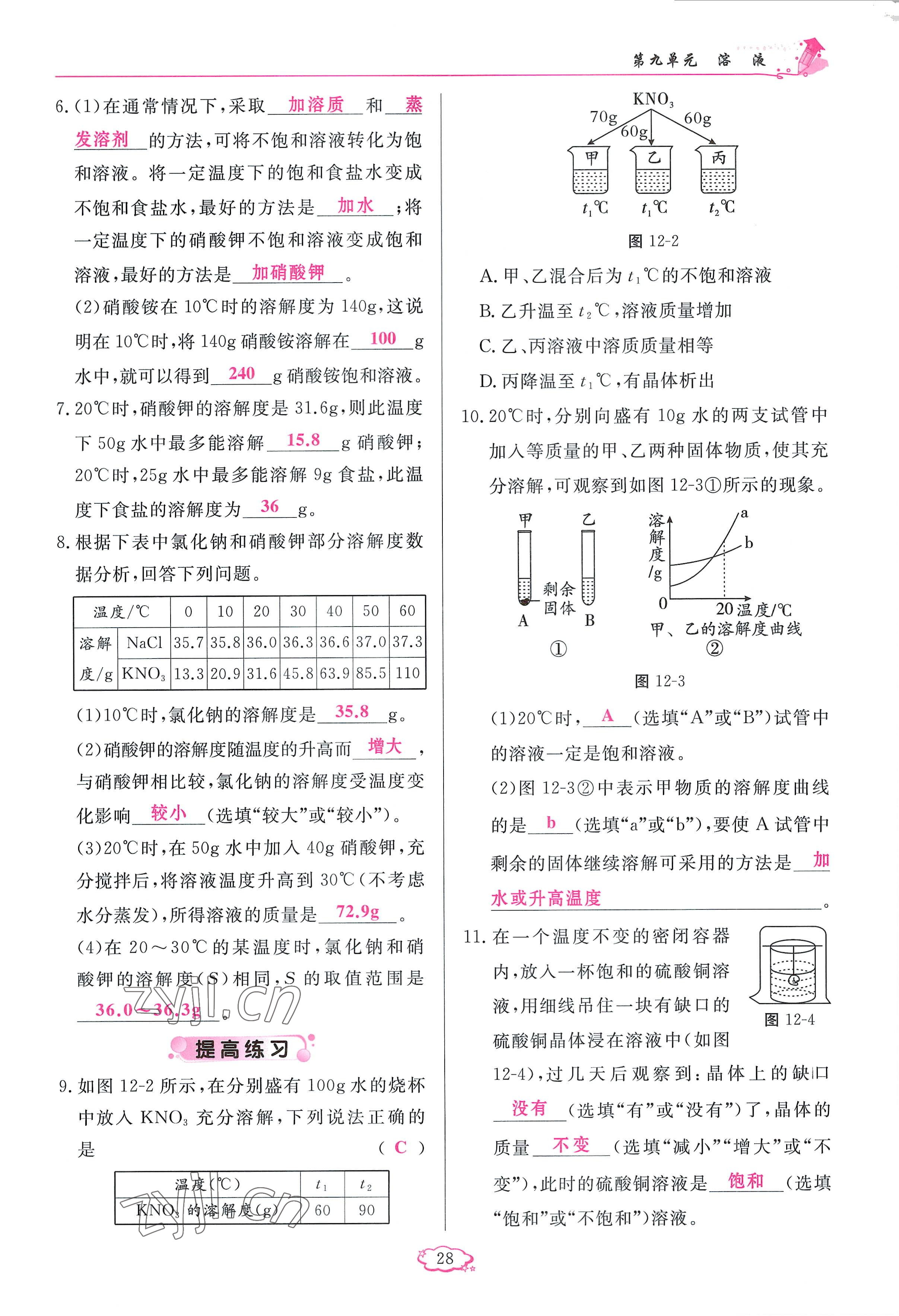 2023年啟航新課堂九年級化學(xué)下冊人教版 參考答案第28頁