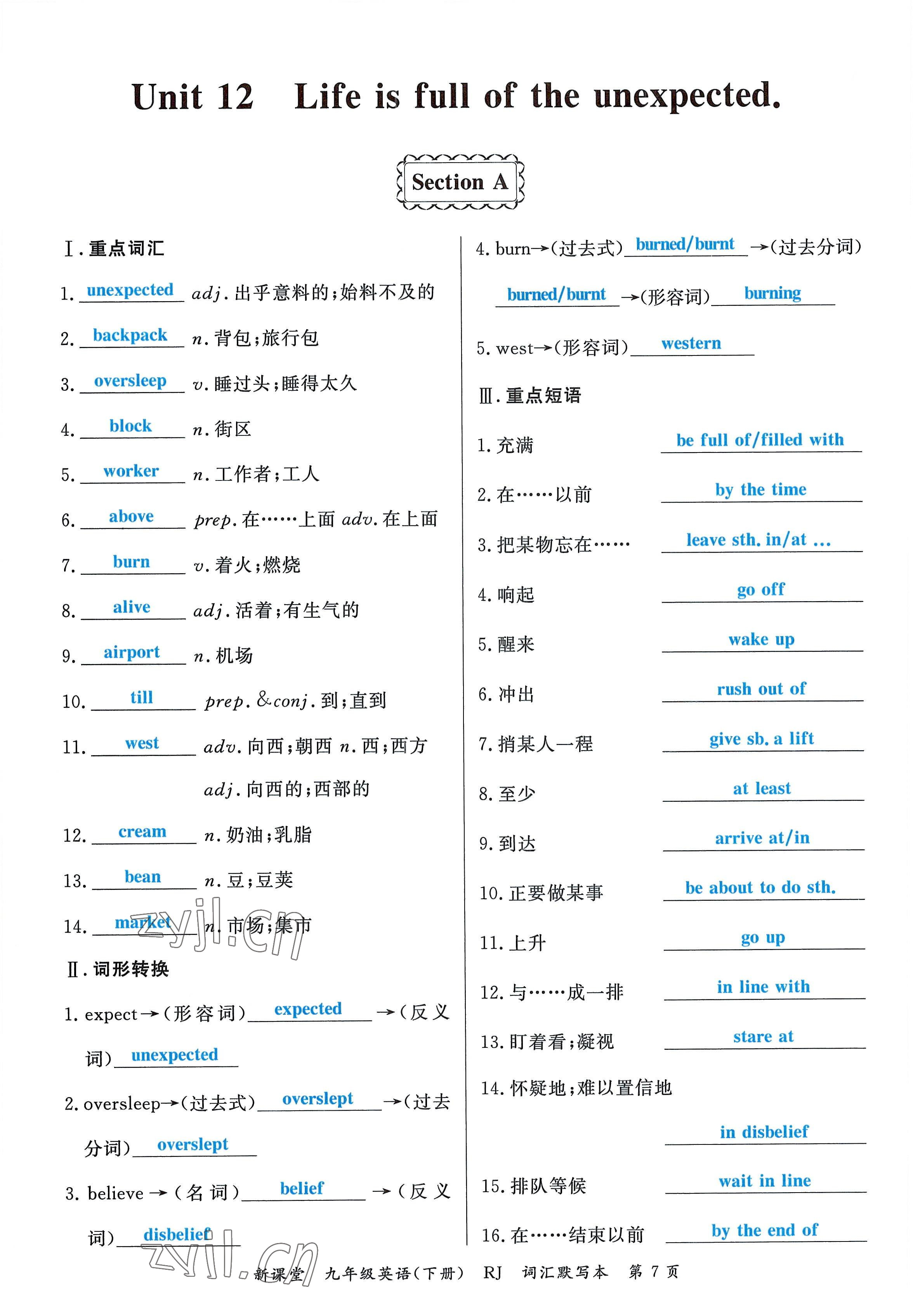 2023年启航新课堂九年级英语下册人教版 参考答案第15页