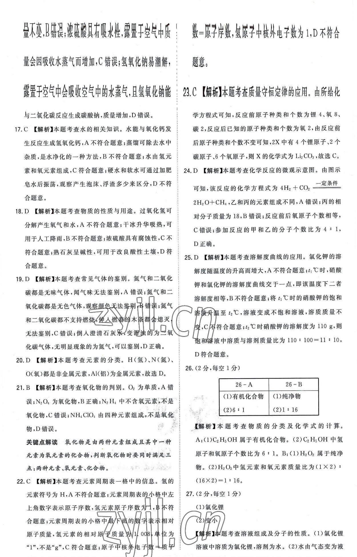 2023年天利38套新課標(biāo)全國中考試題精選化學(xué) 參考答案第2頁