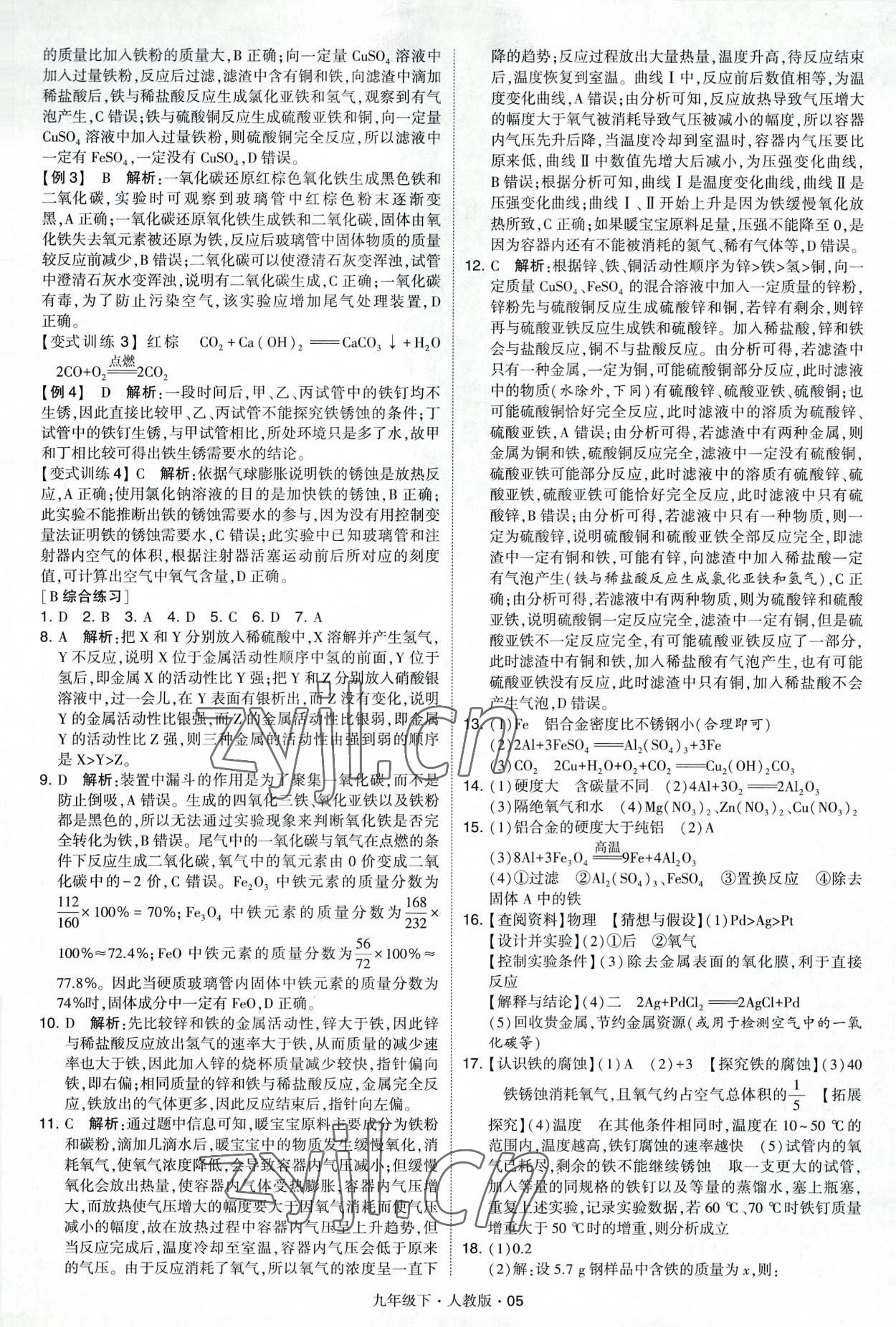 2023年經(jīng)綸學(xué)典學(xué)霸九年級化學(xué)下冊人教版 參考答案第5頁